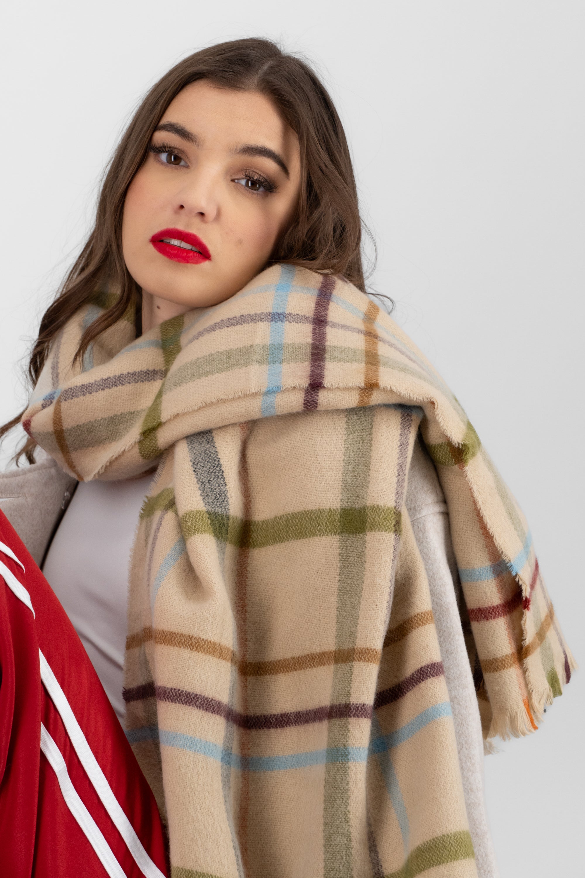 Bufanda cuadros colores BEIGE