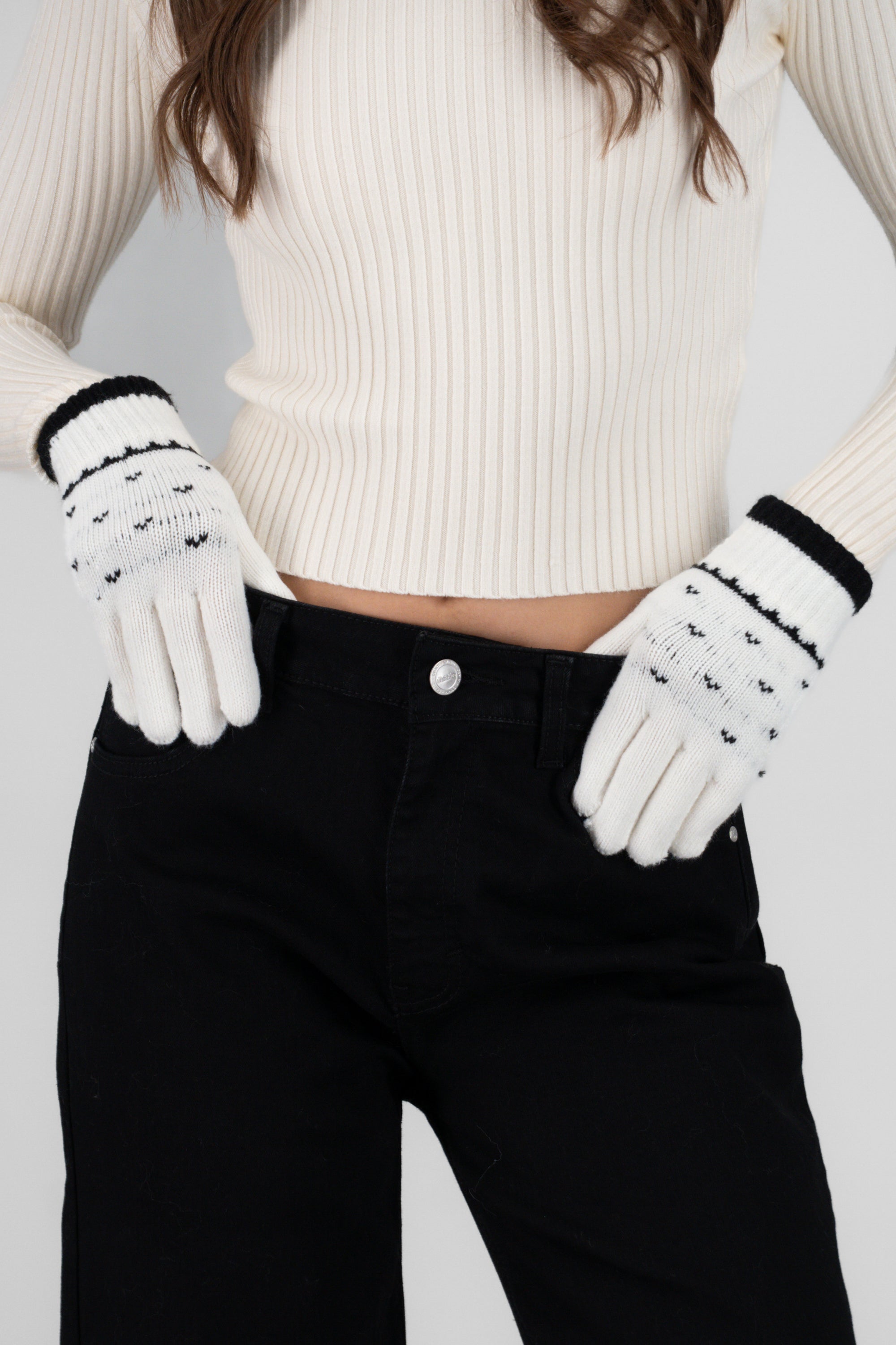 Guantes mini print corazones BLANCO