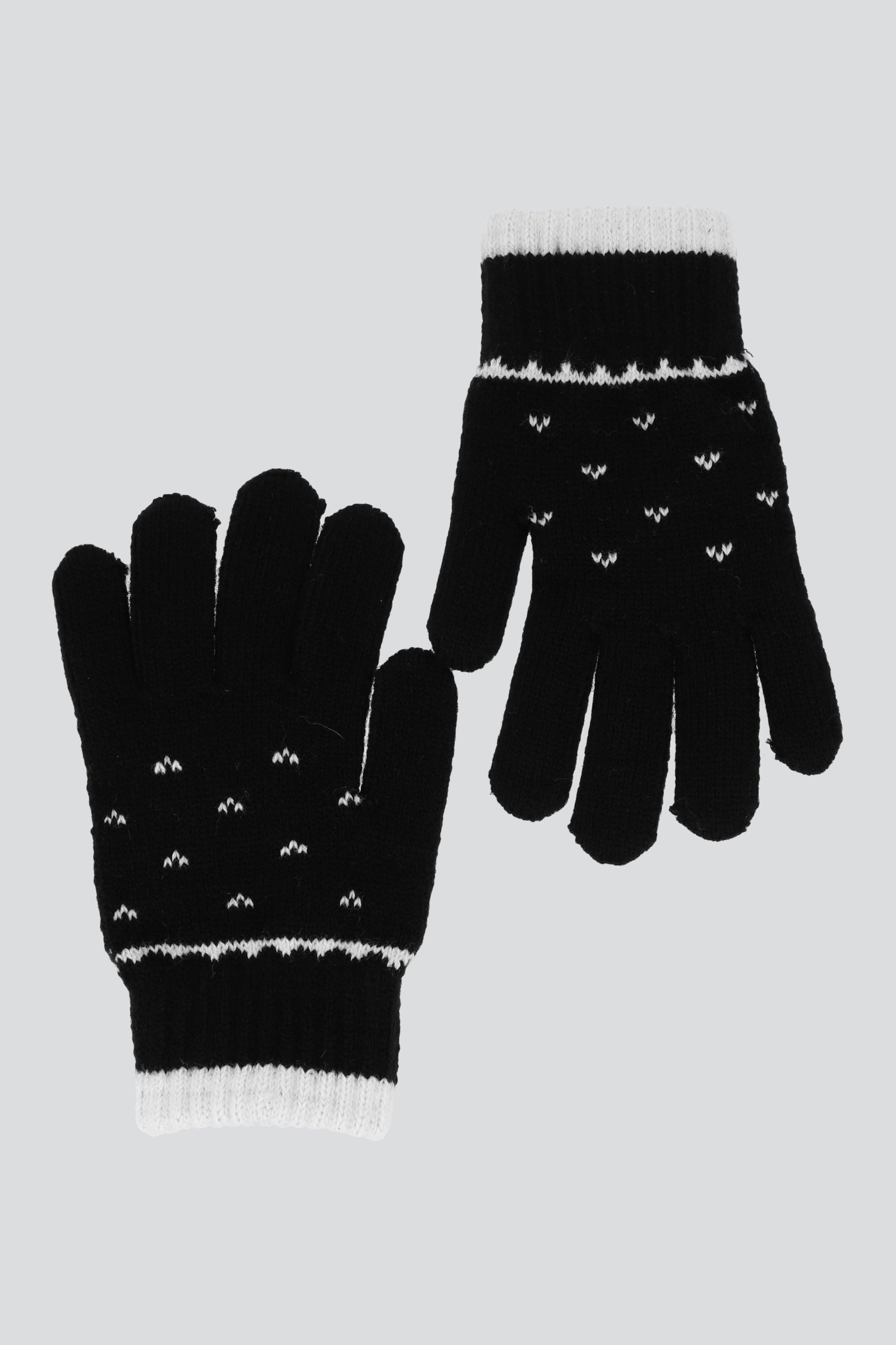 Guantes mini print corazones NEGRO