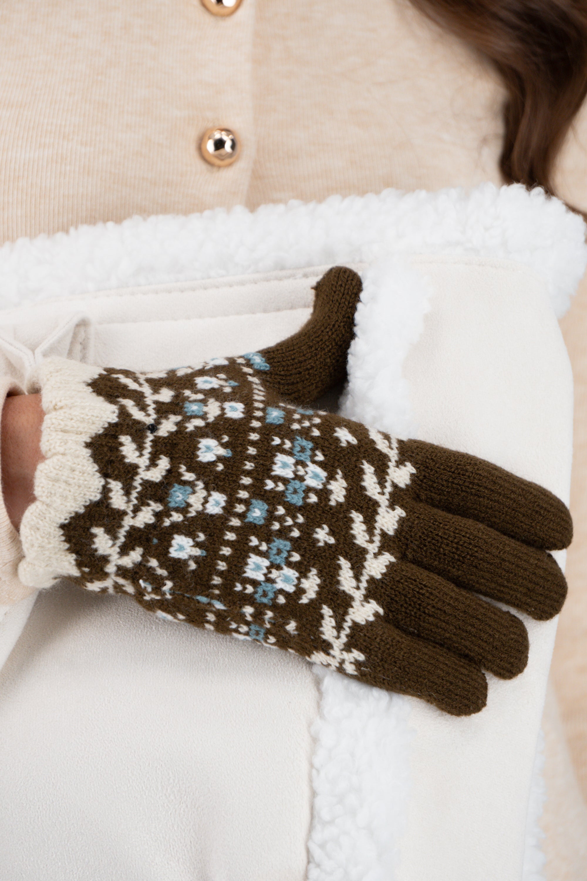 Guantes print floral CAFE