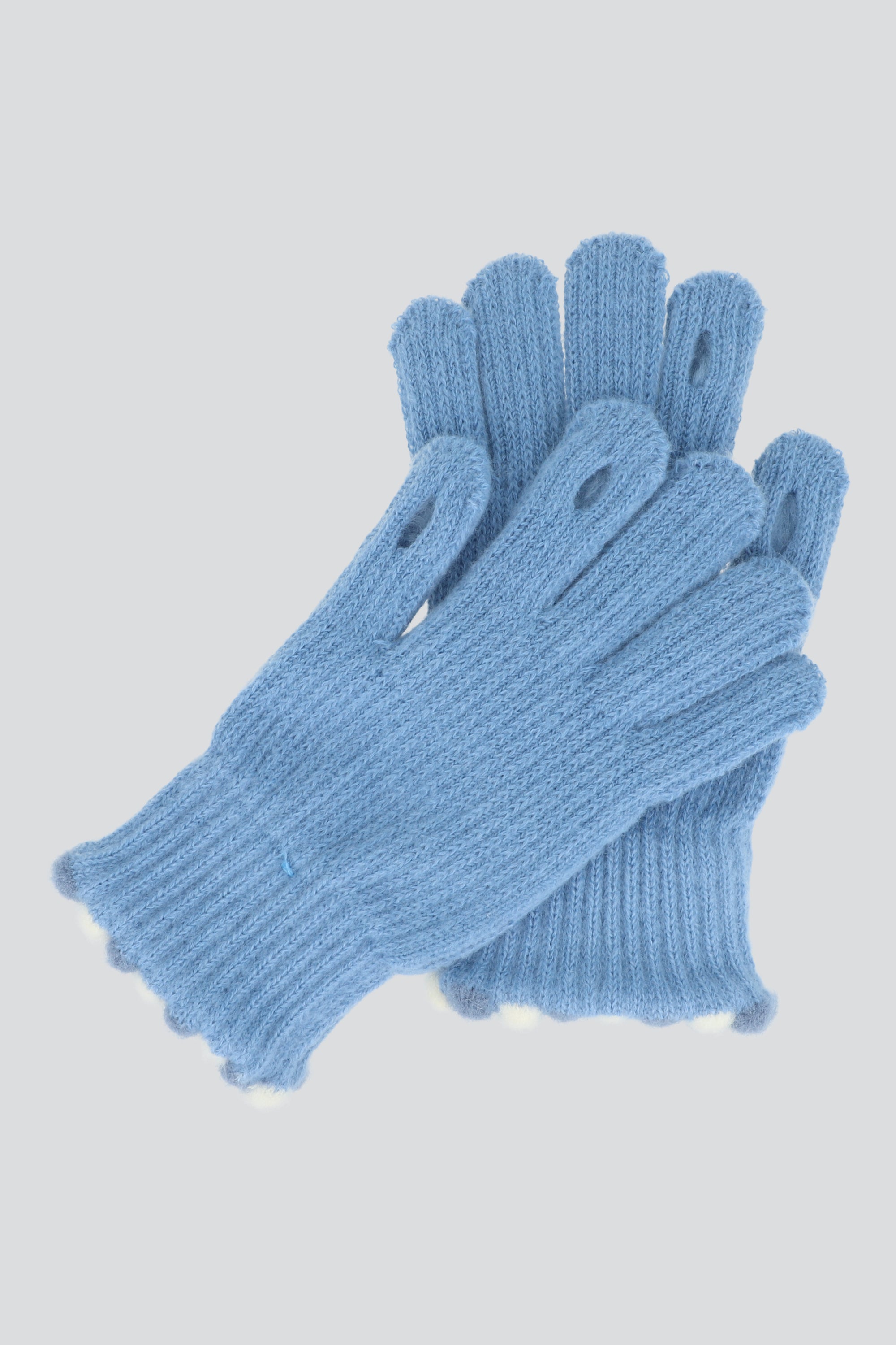 Guantes orilla pompones AZUL