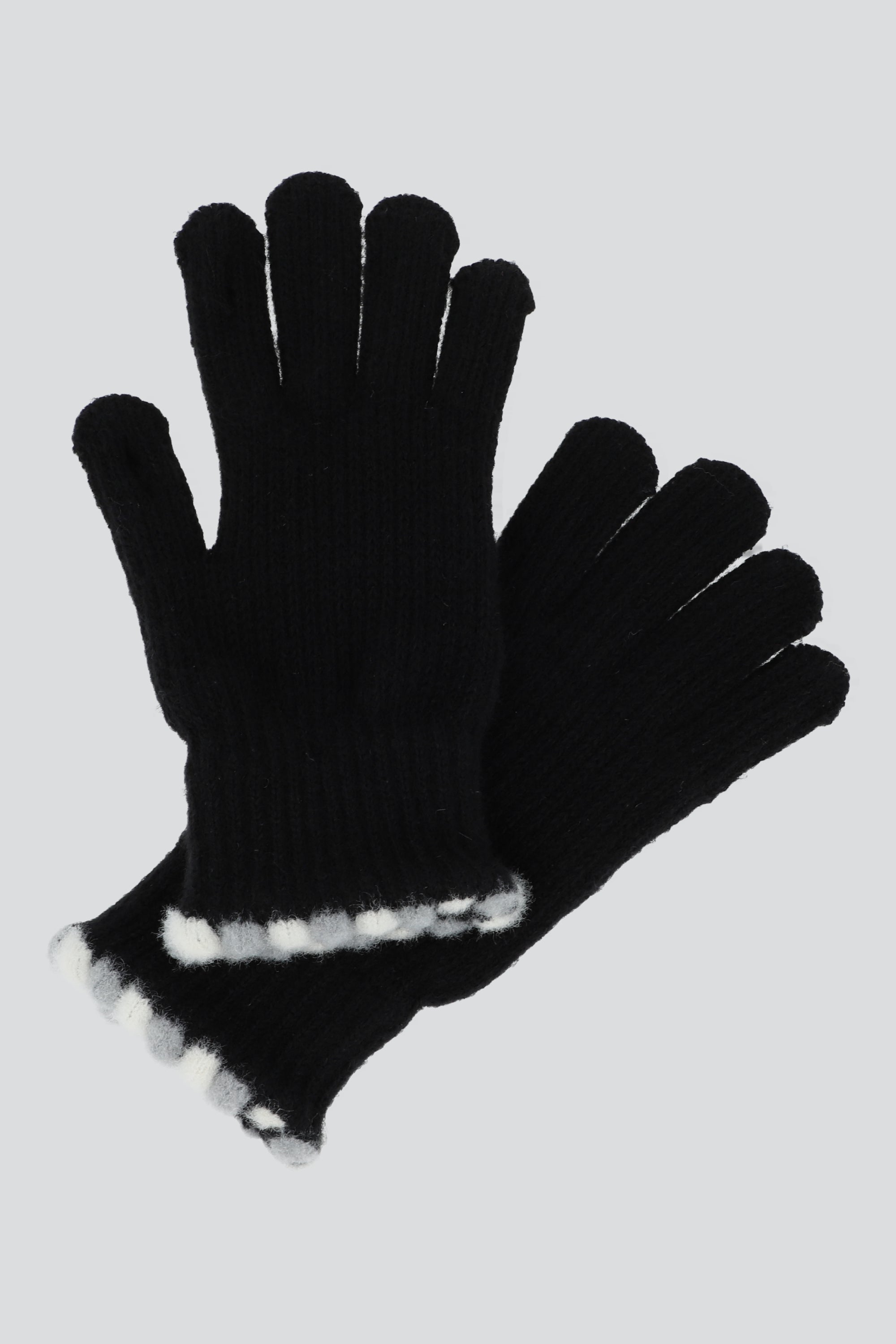 Guantes orilla pompones NEGRO