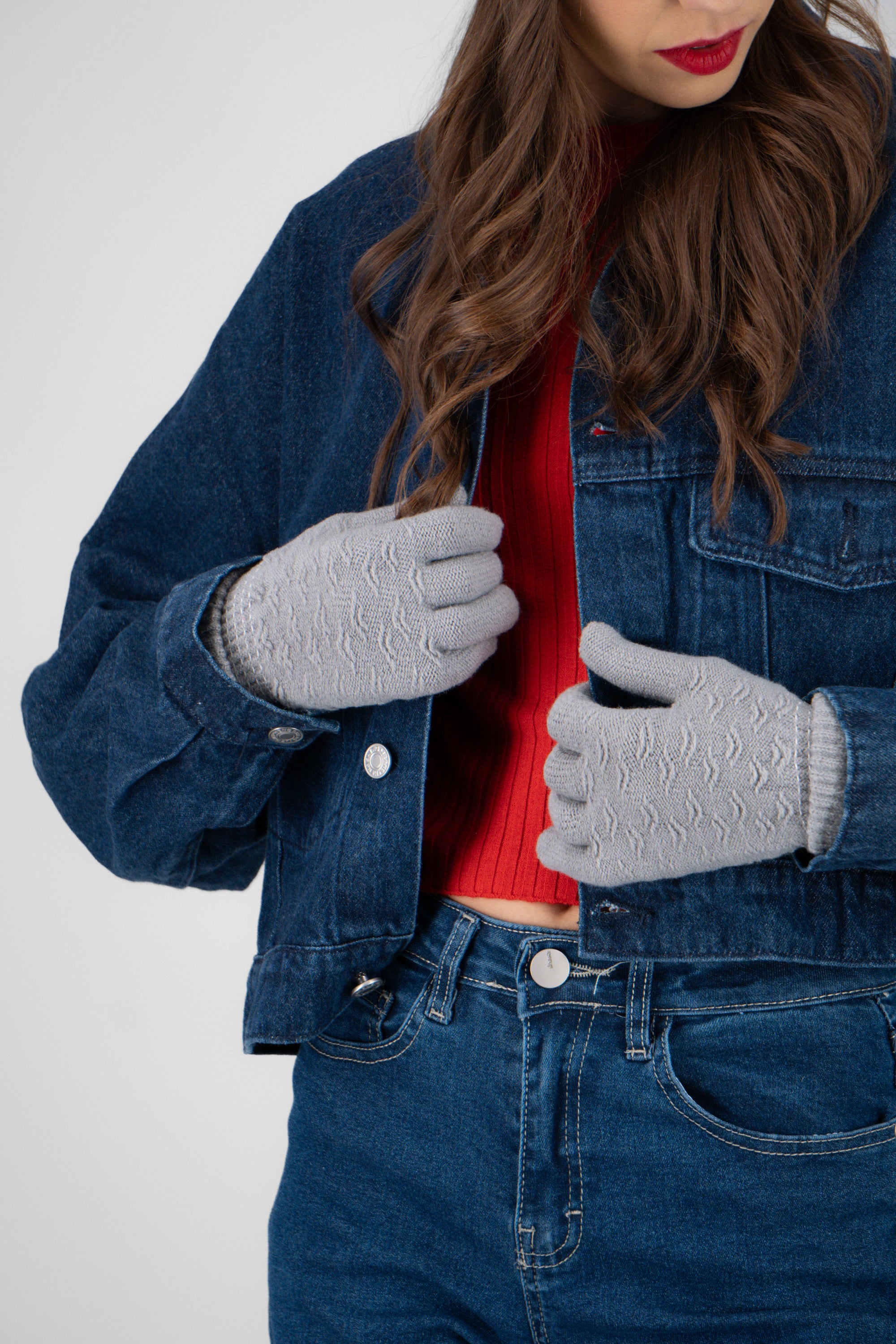 Guantes bordado formas GRIS