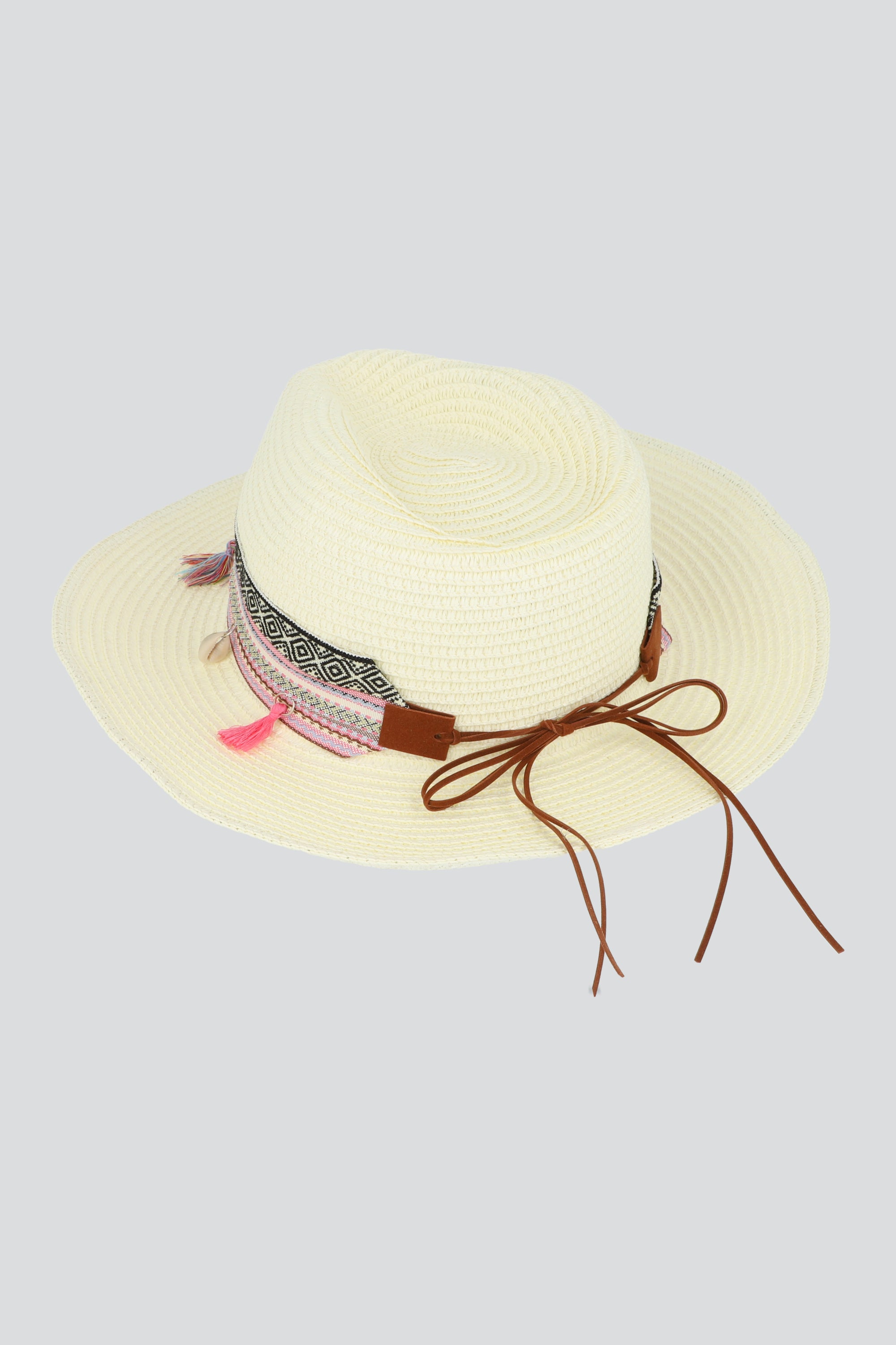Sombrero panama cinturon boho HUESO