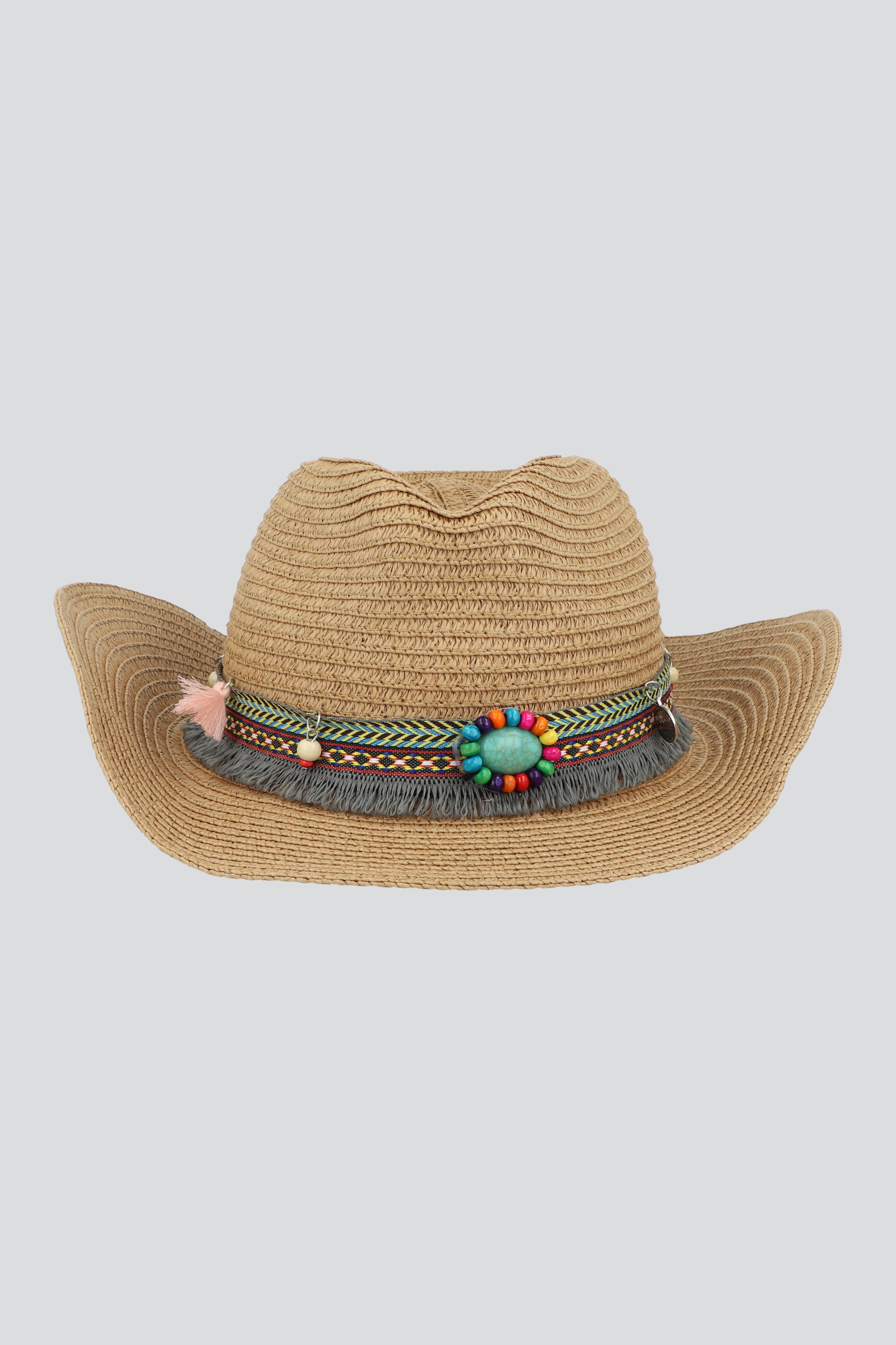 Sombrero panama cinturon boho CAFE