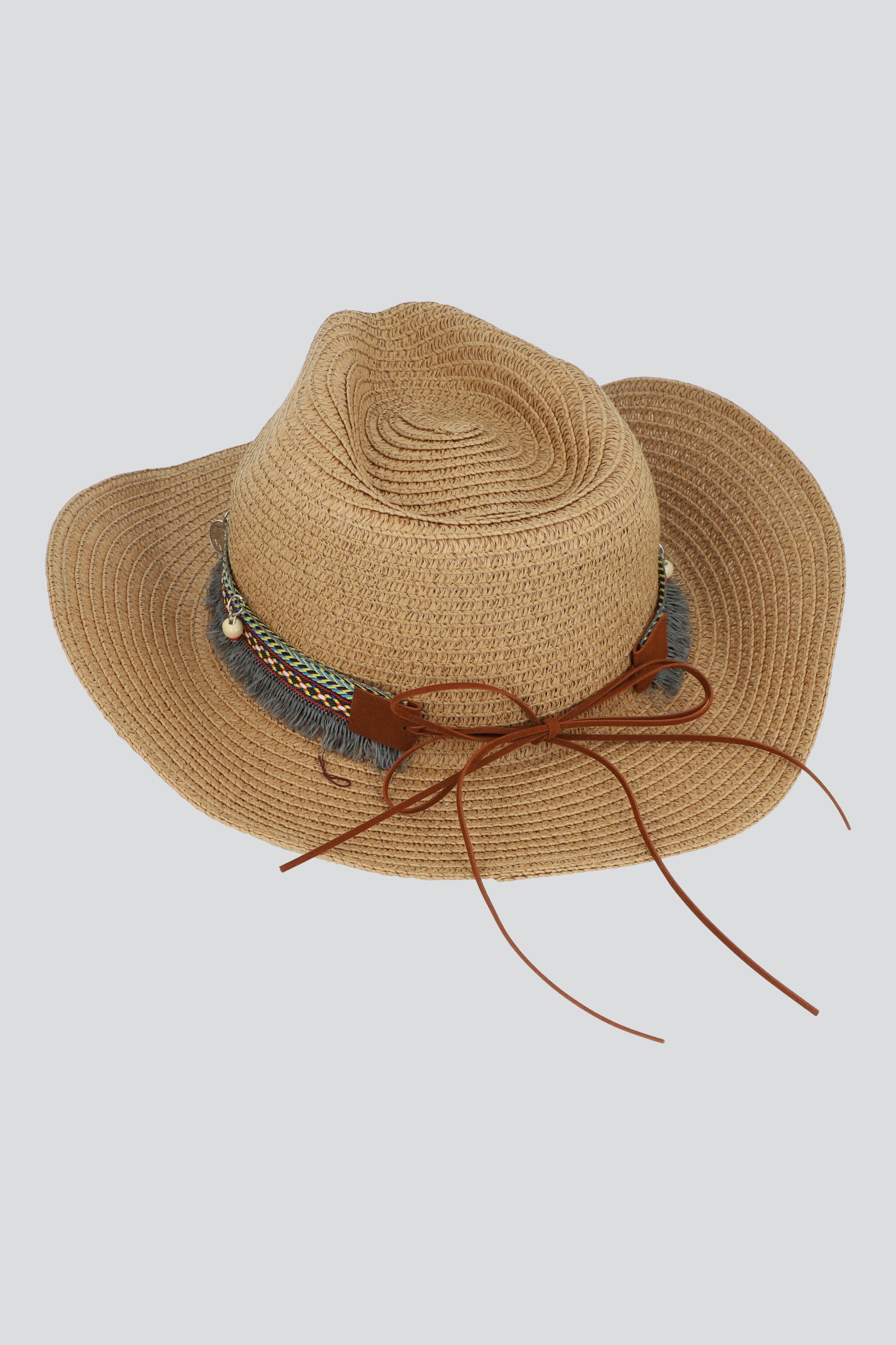 Sombrero panama cinturon boho CAFE