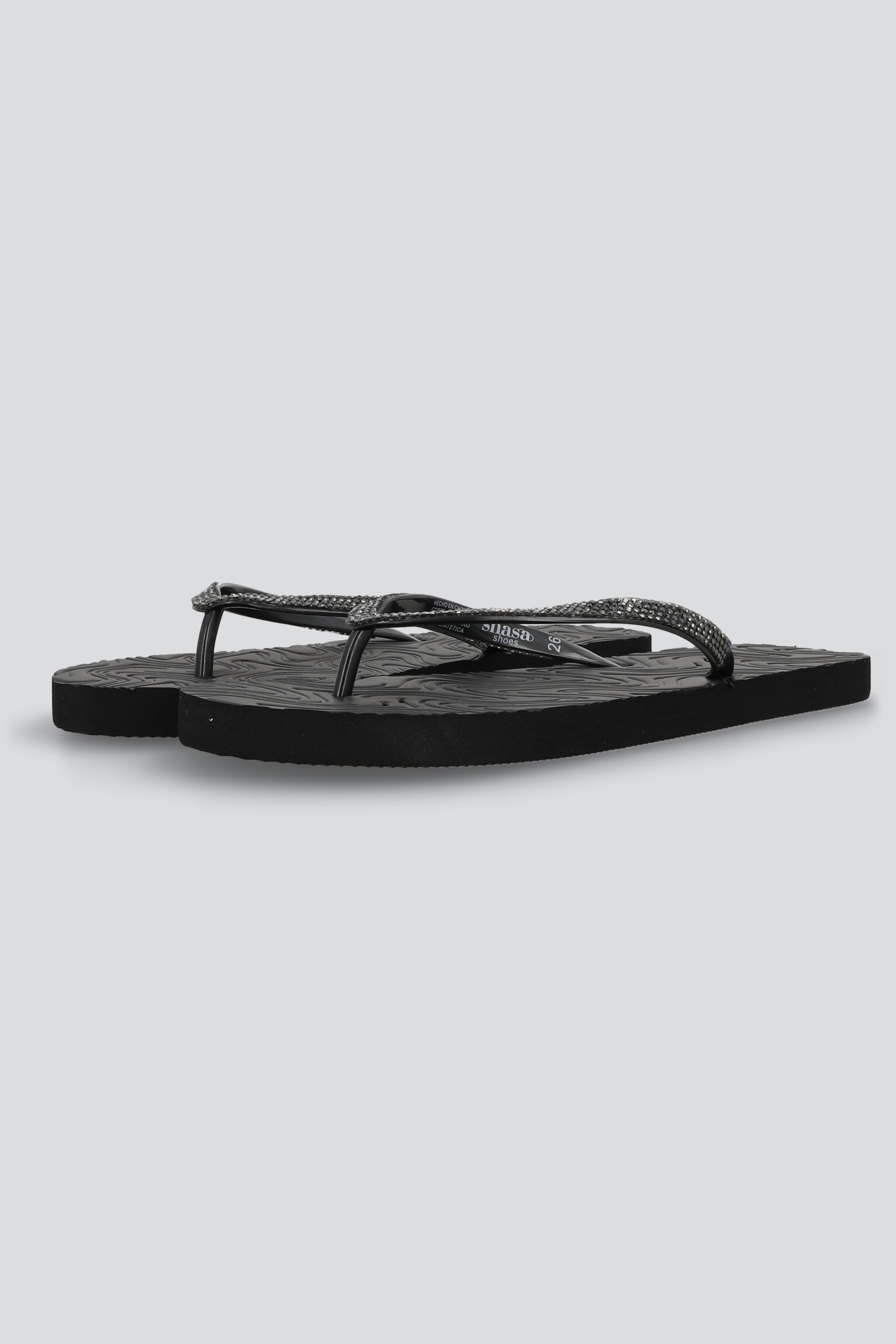 Flip flop textura swirl chinela glitter NEGRO