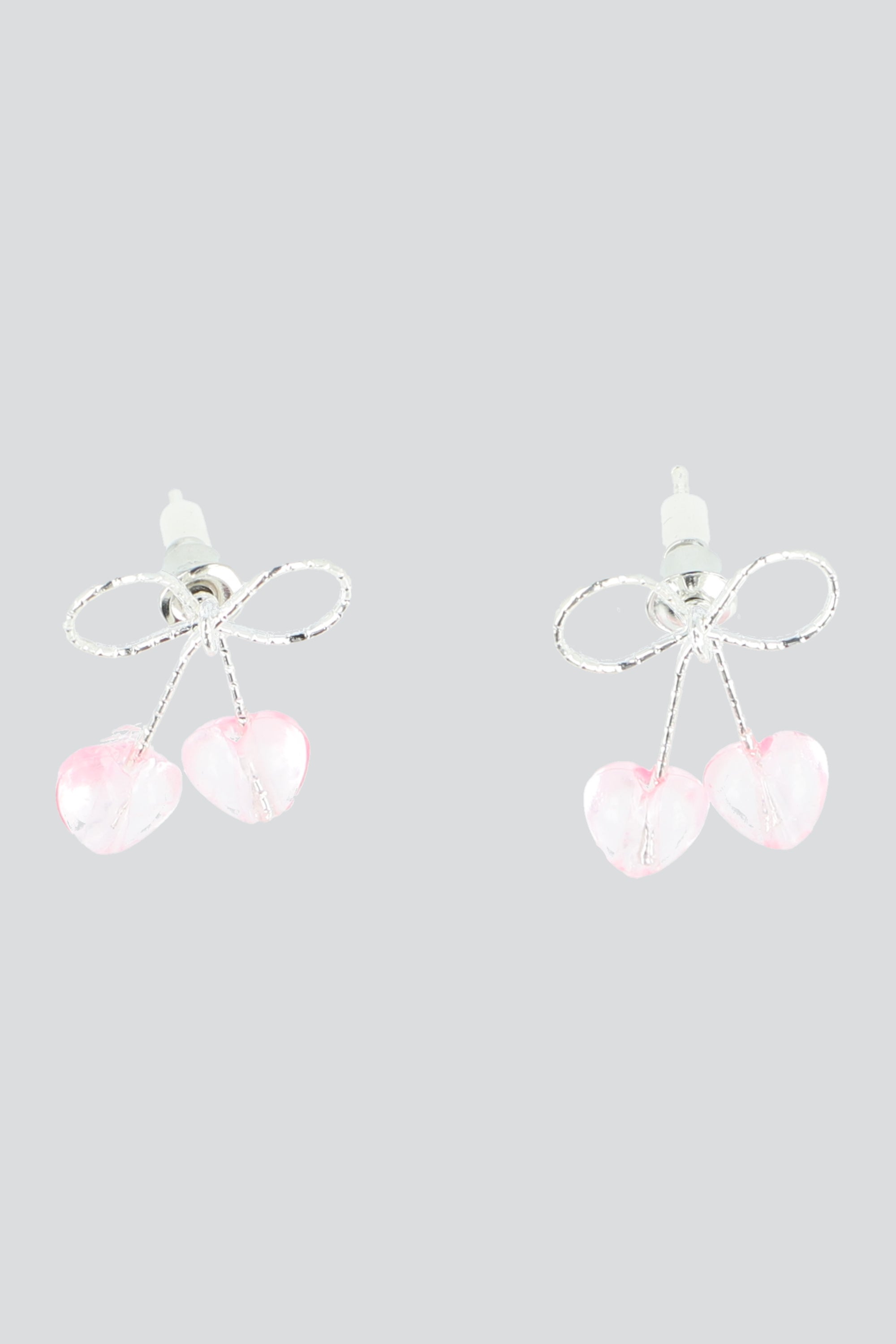 1 Aretes cerezas moñito ROSA