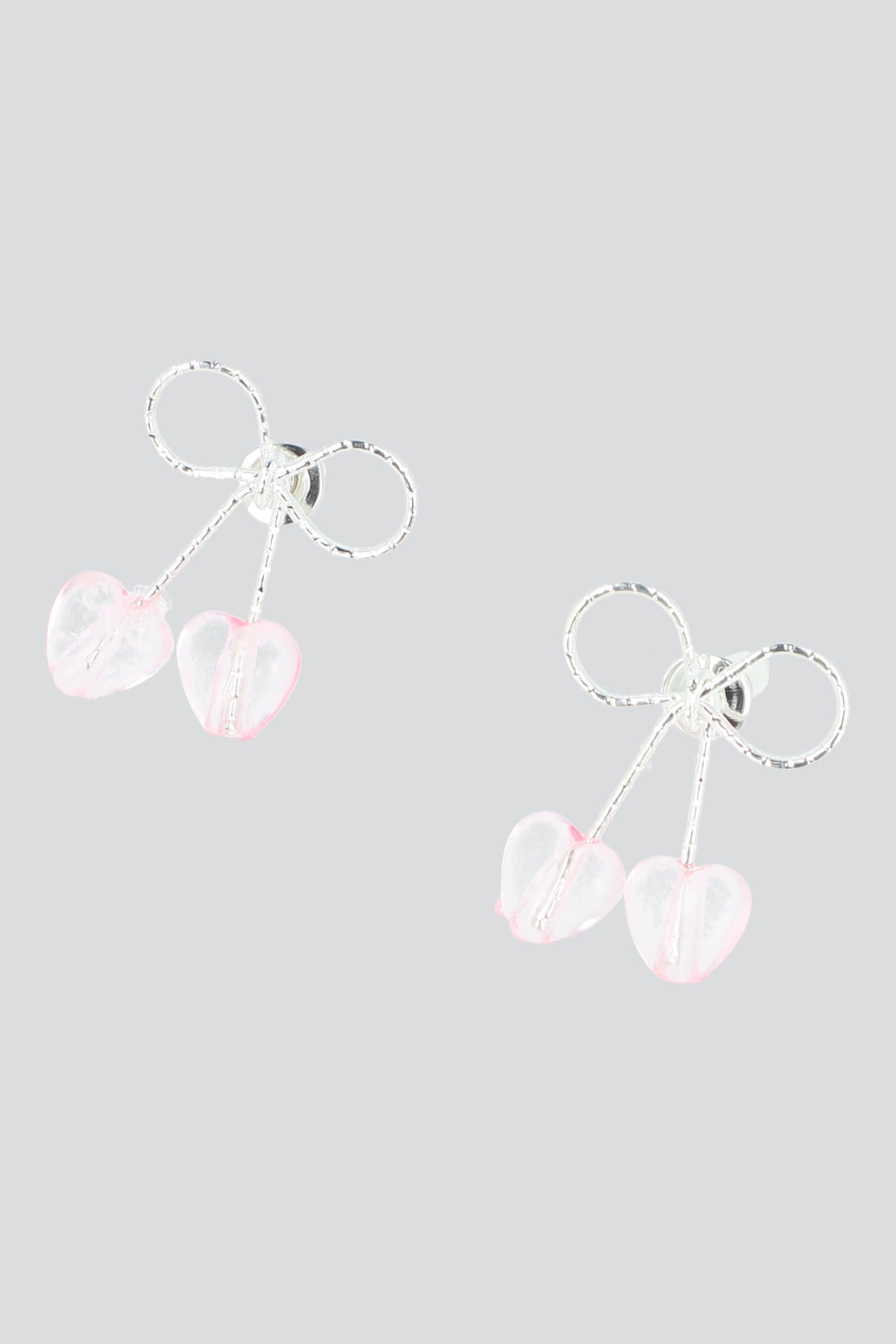 1 Aretes cerezas moñito ROSA