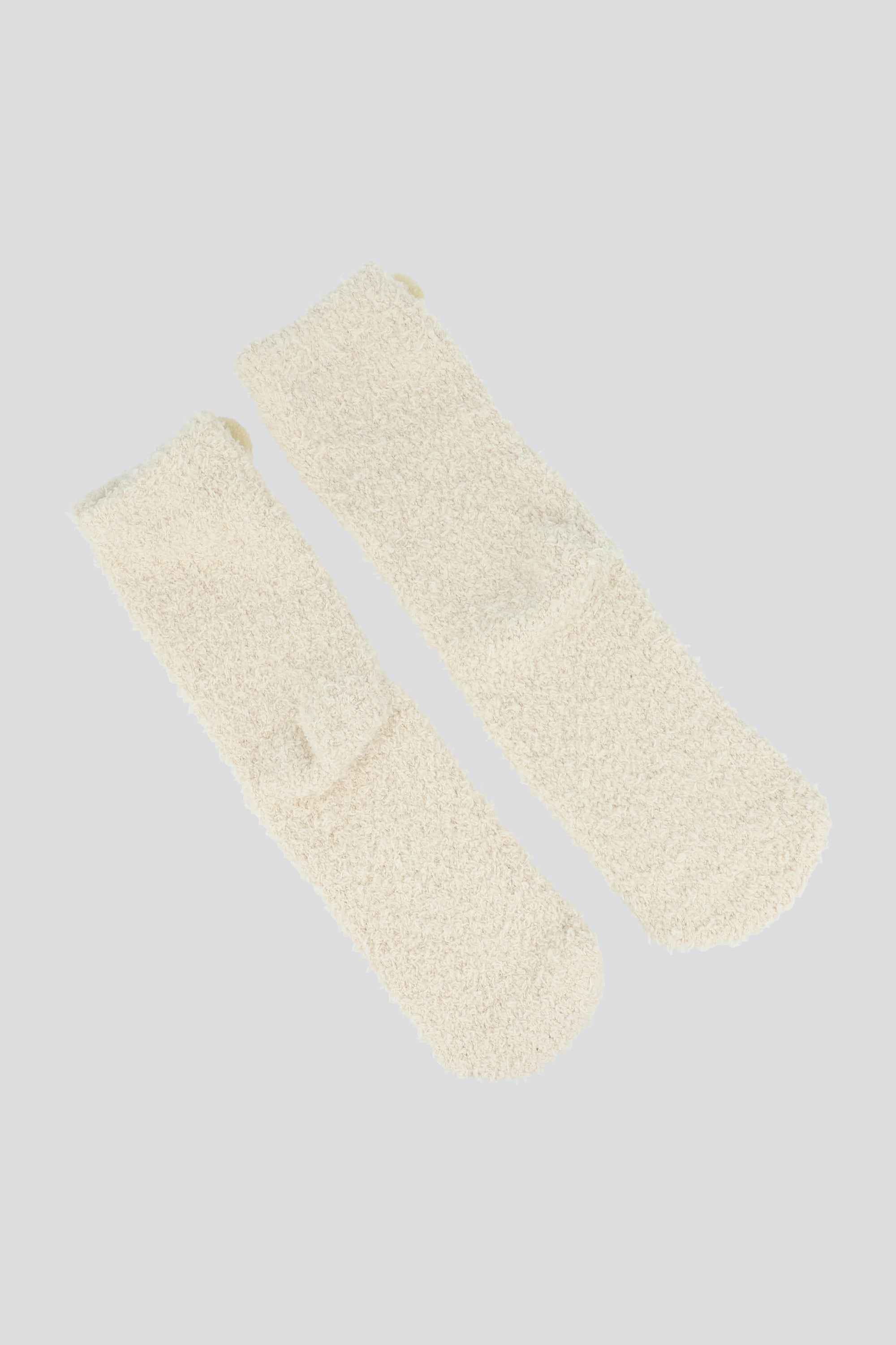 Calcetin peluche animalito orejitas CREMA