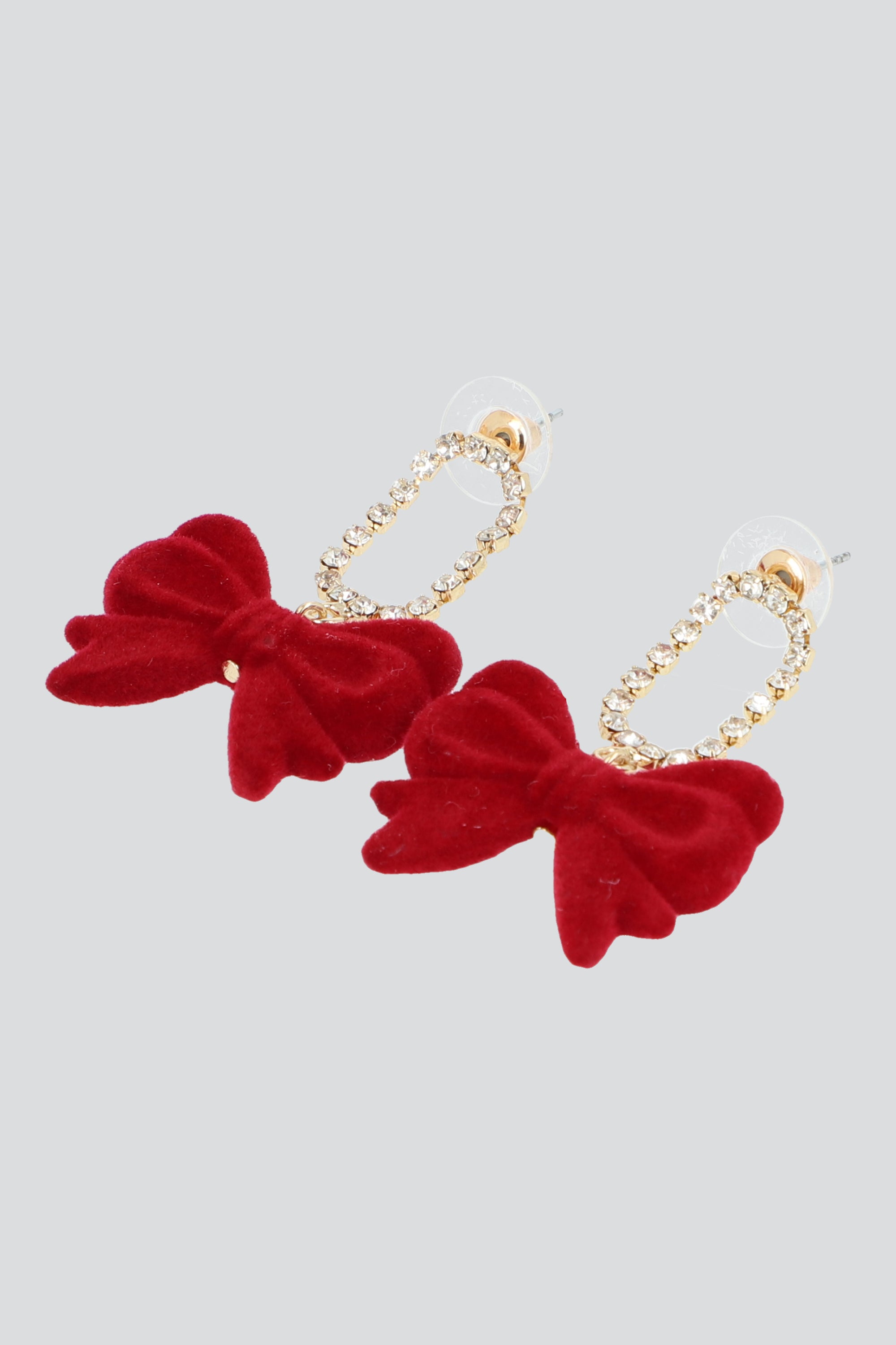 ARETES MOÑO VELVET NAVIDEÑO ROJO
