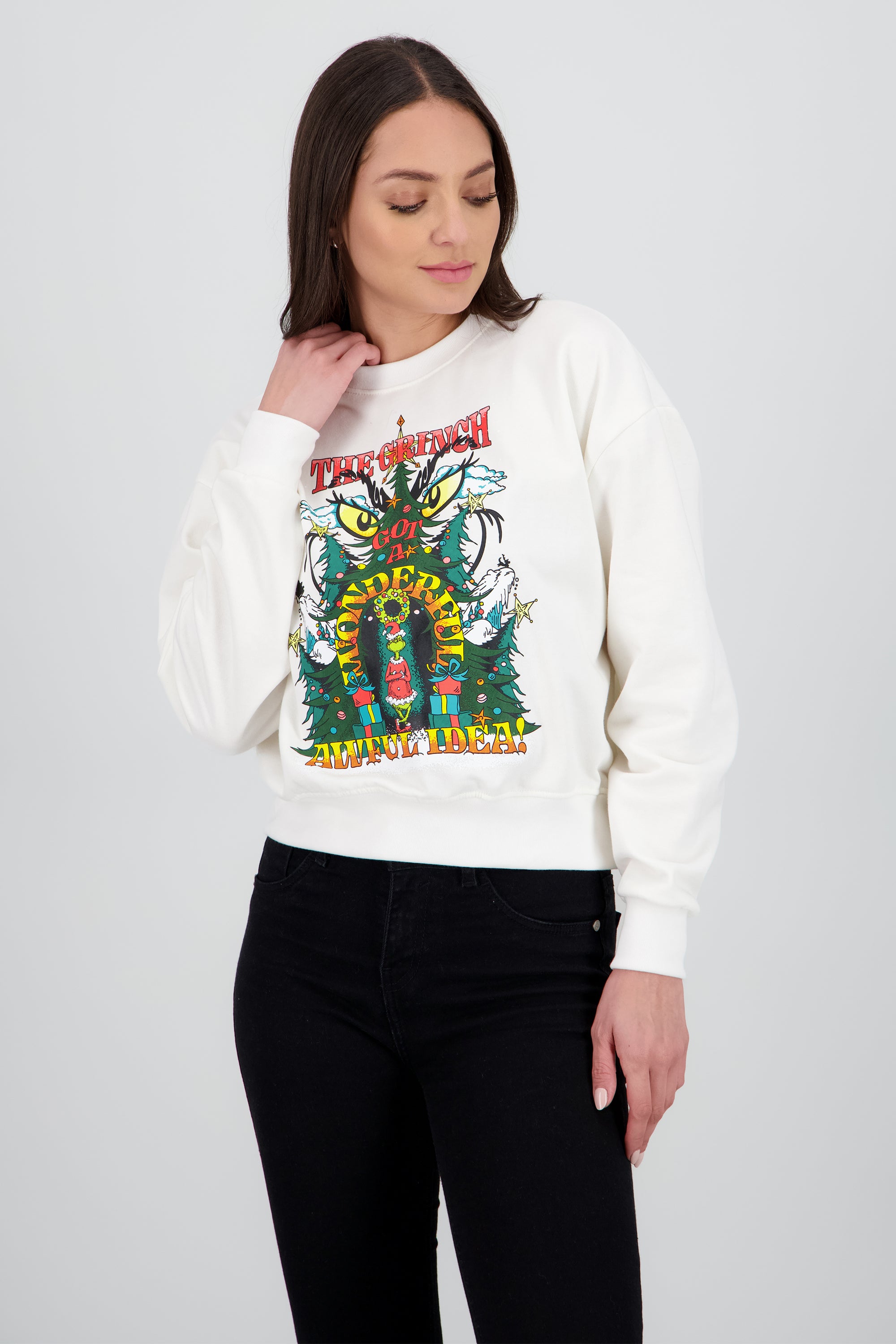 Sudadera grinch chimenea BLANCO