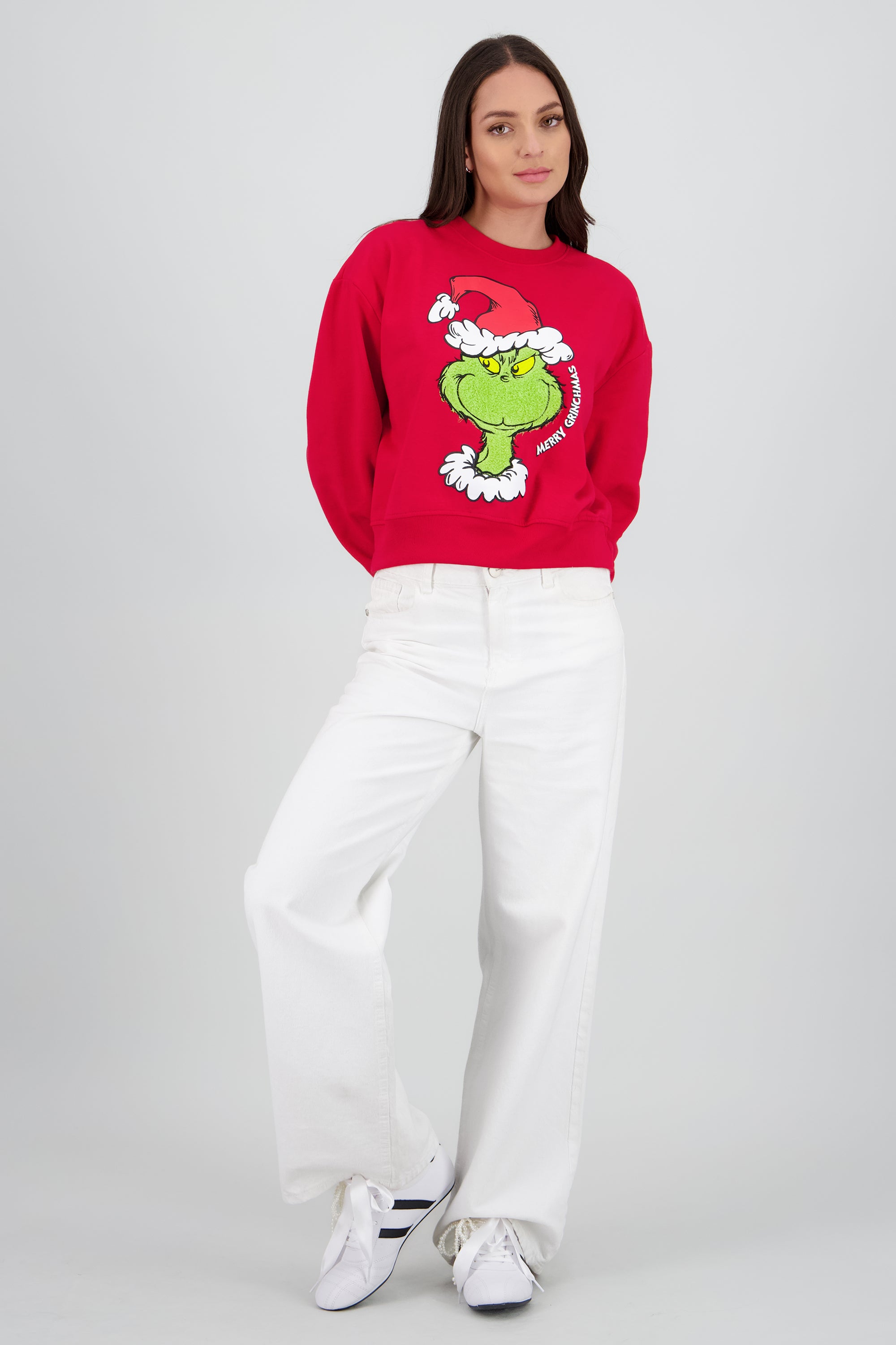 Sudadera grinch cara bordado ROJO