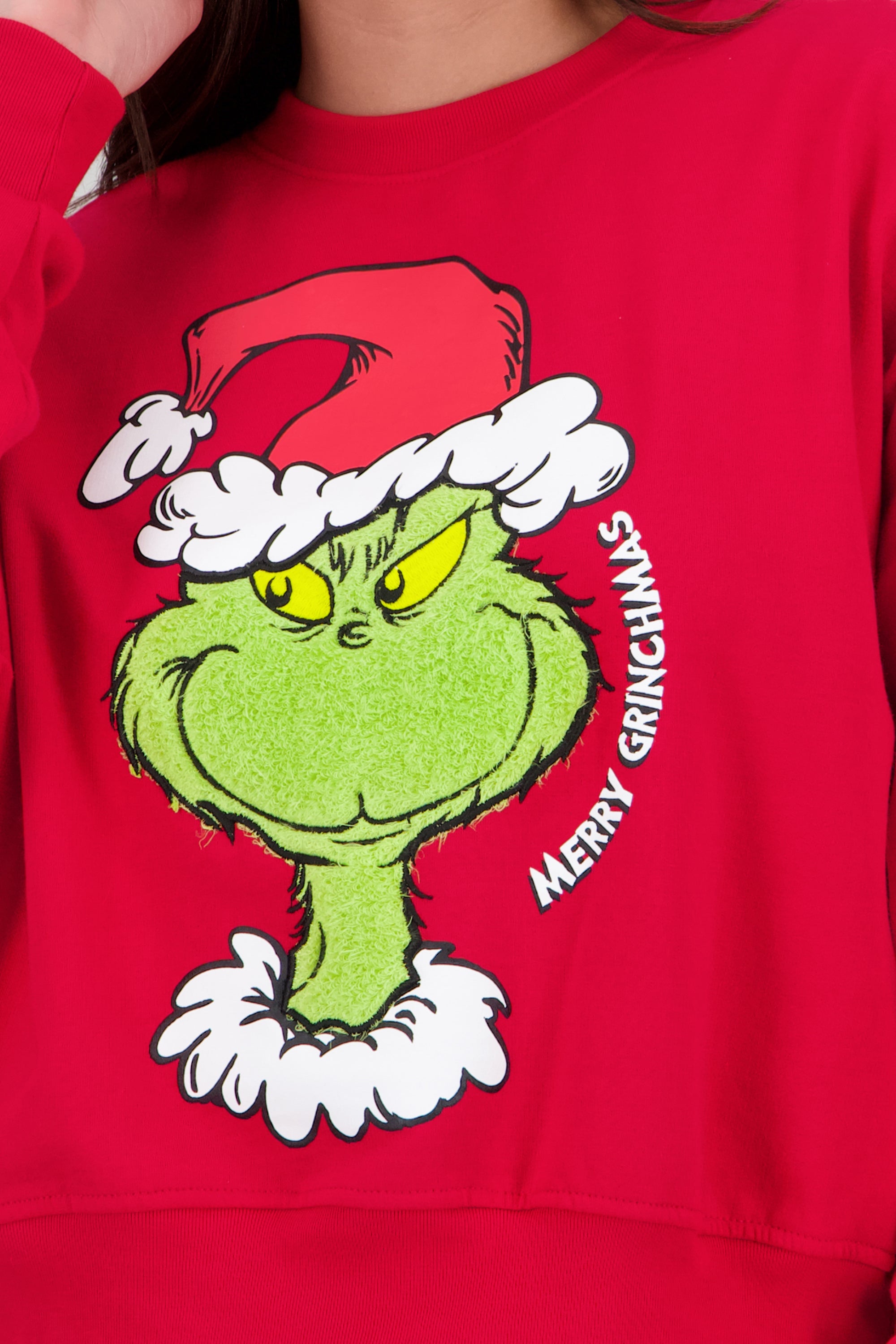 Sudadera grinch cara bordado ROJO