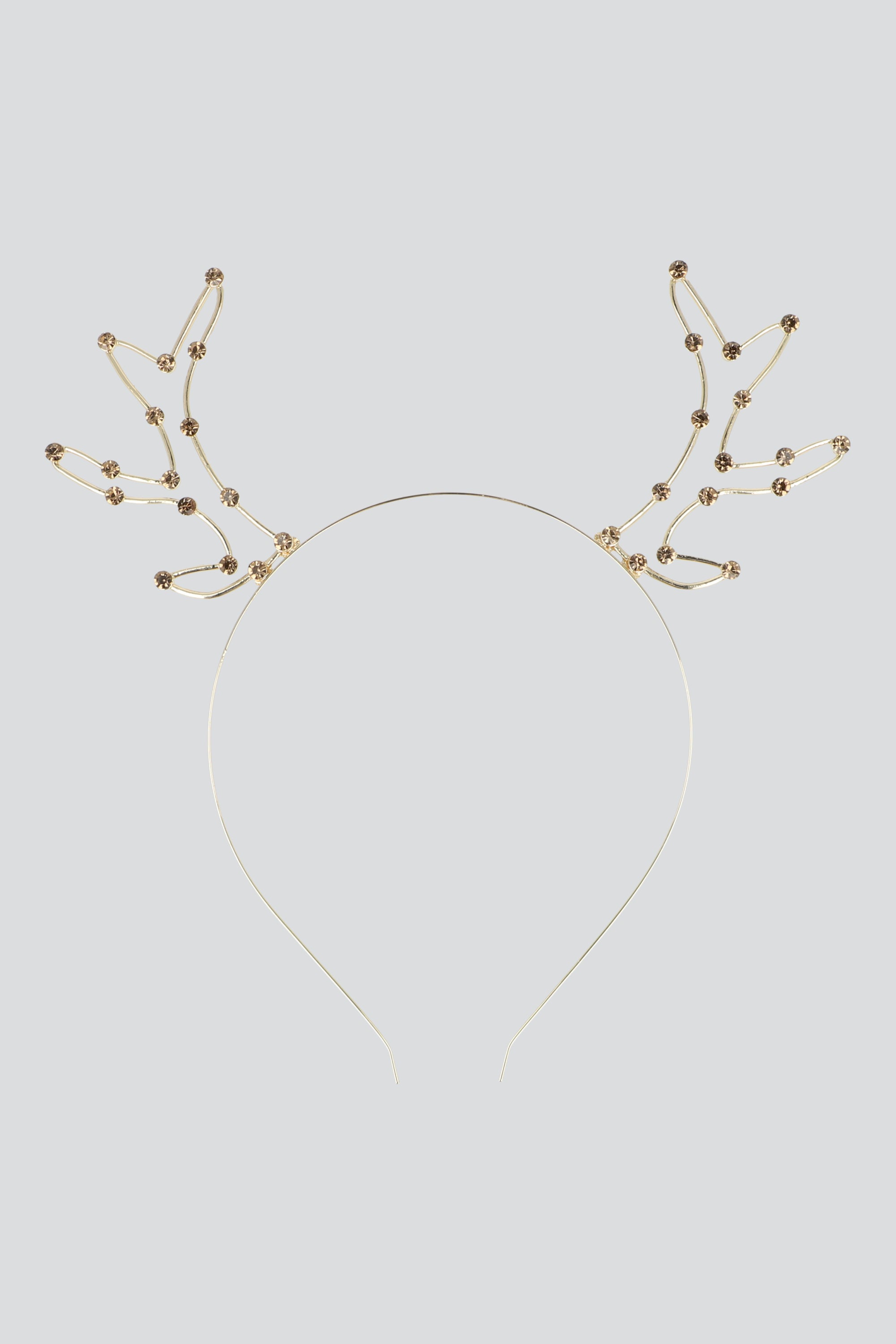 DIADEMA CUERNOS METAL ESFERAS ORO