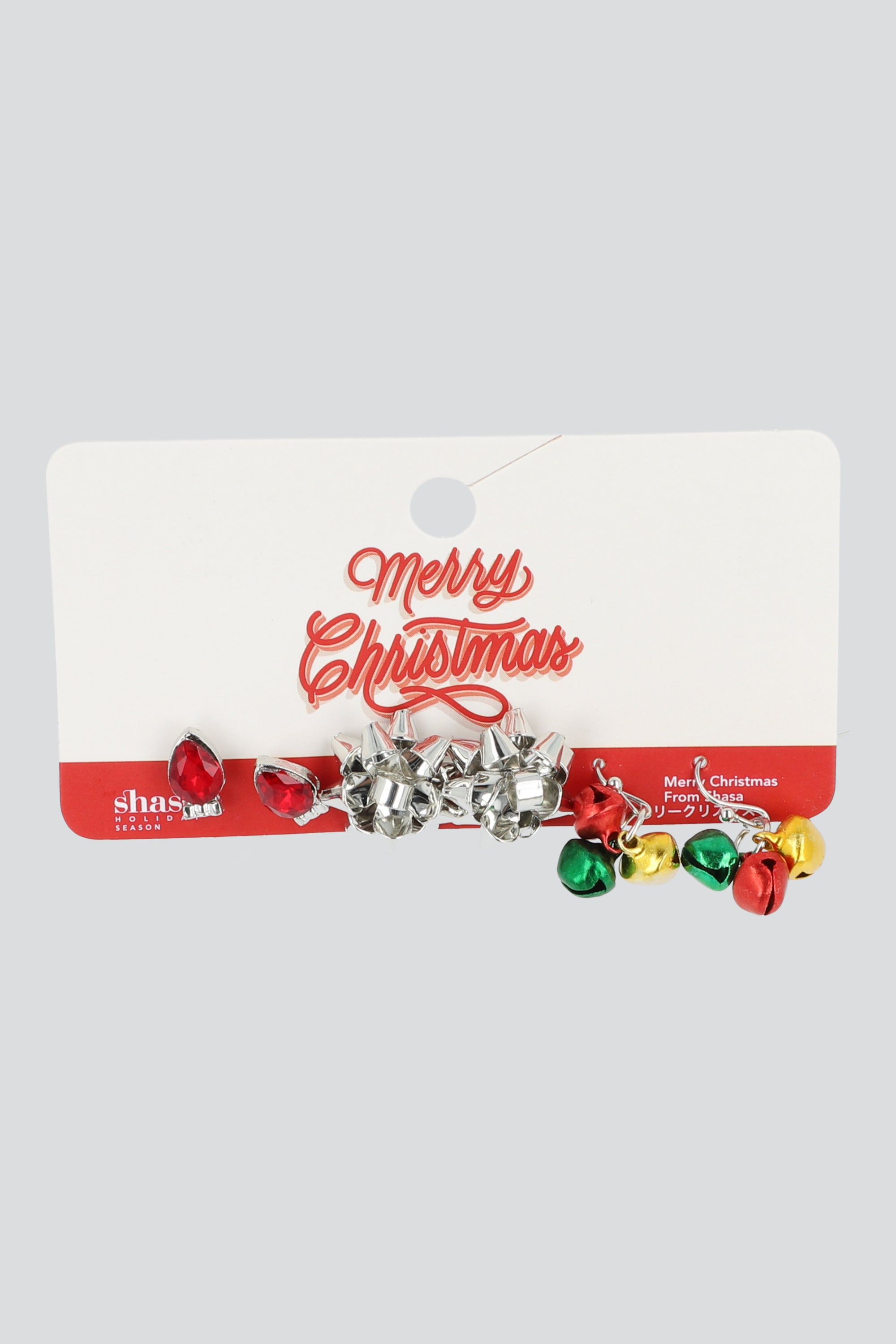 3 PR ARETES FOCO NAVIDEÑO PLATA