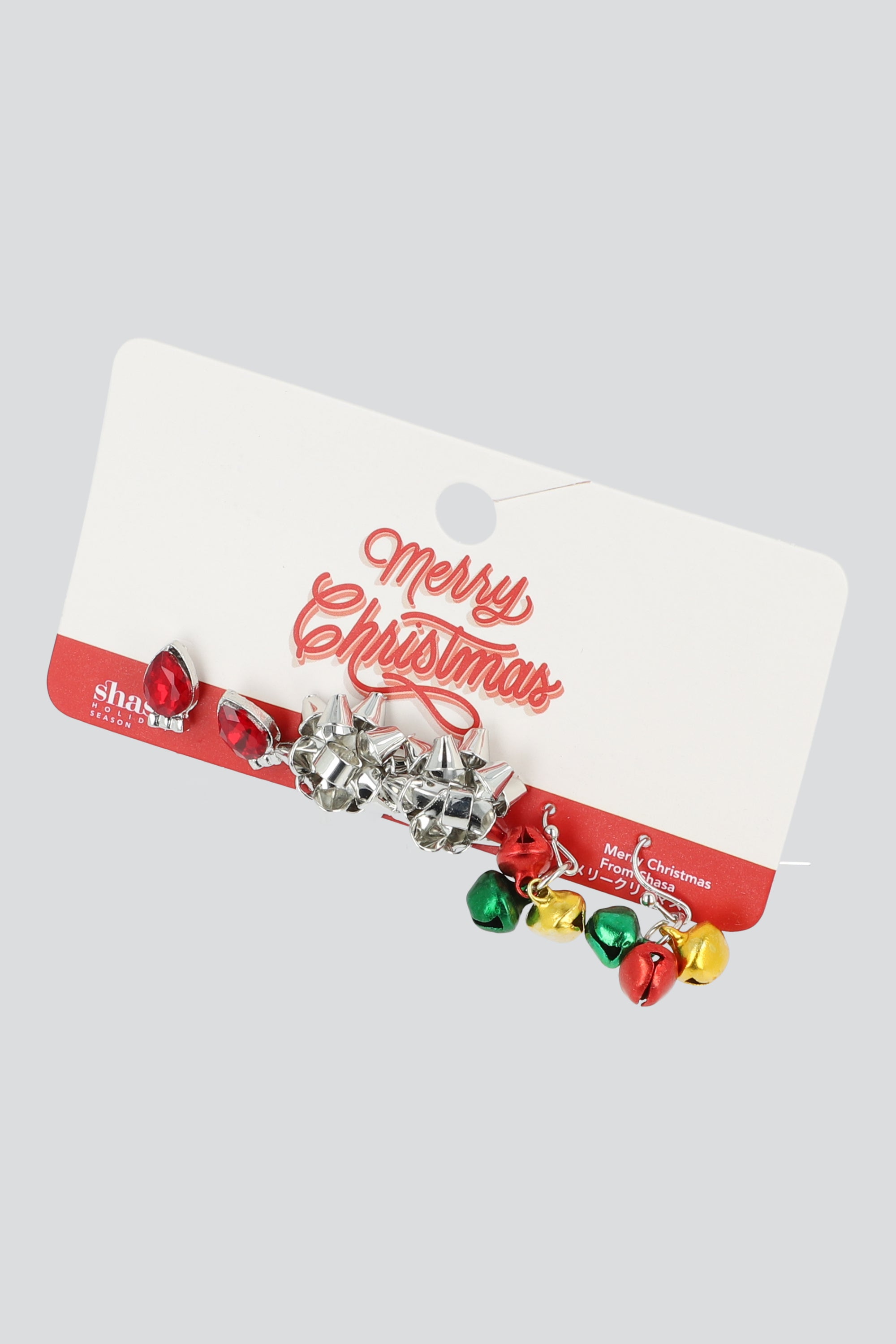 3 PR ARETES FOCO NAVIDEÑO PLATA