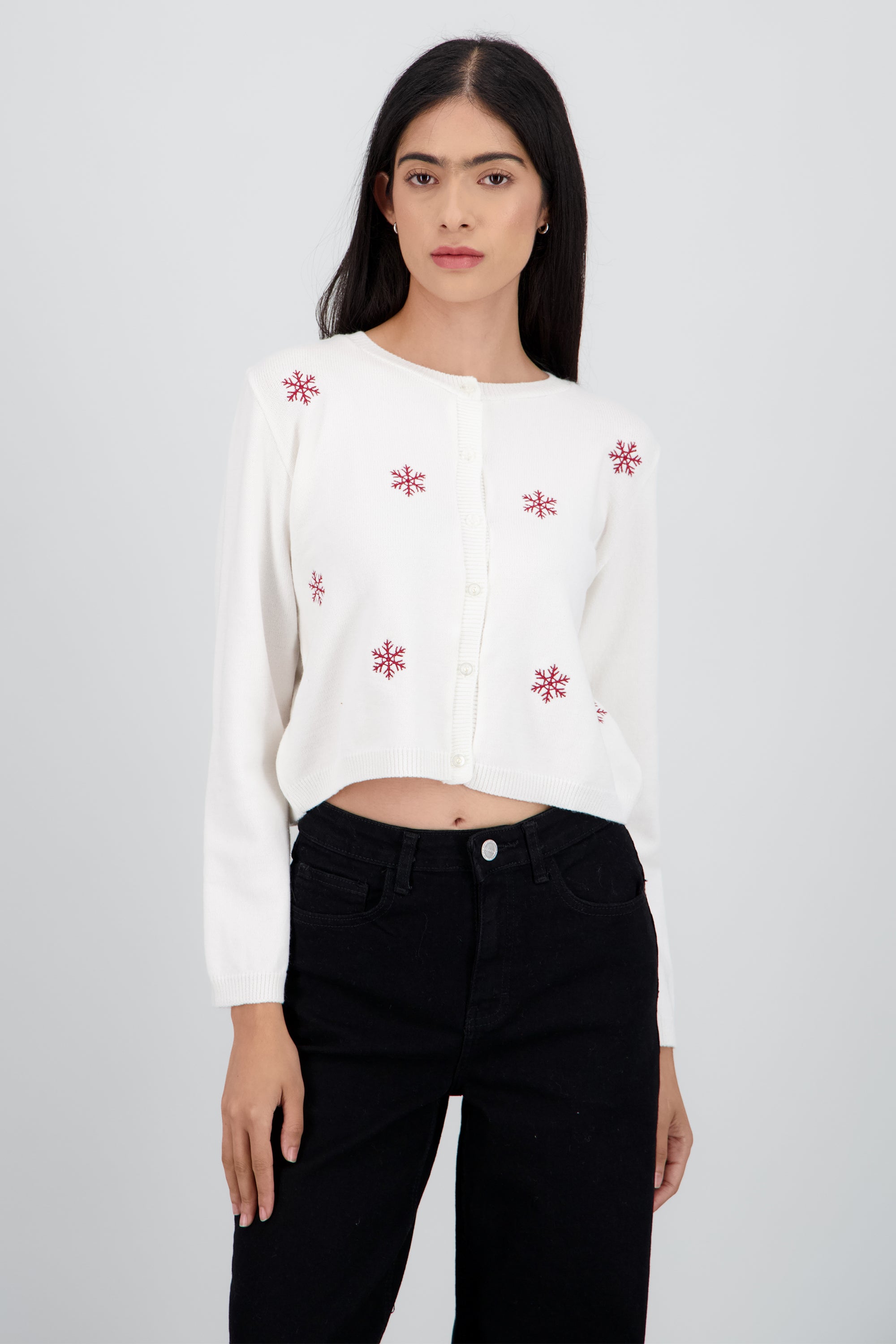 Cardigan navideño copos BLANCO