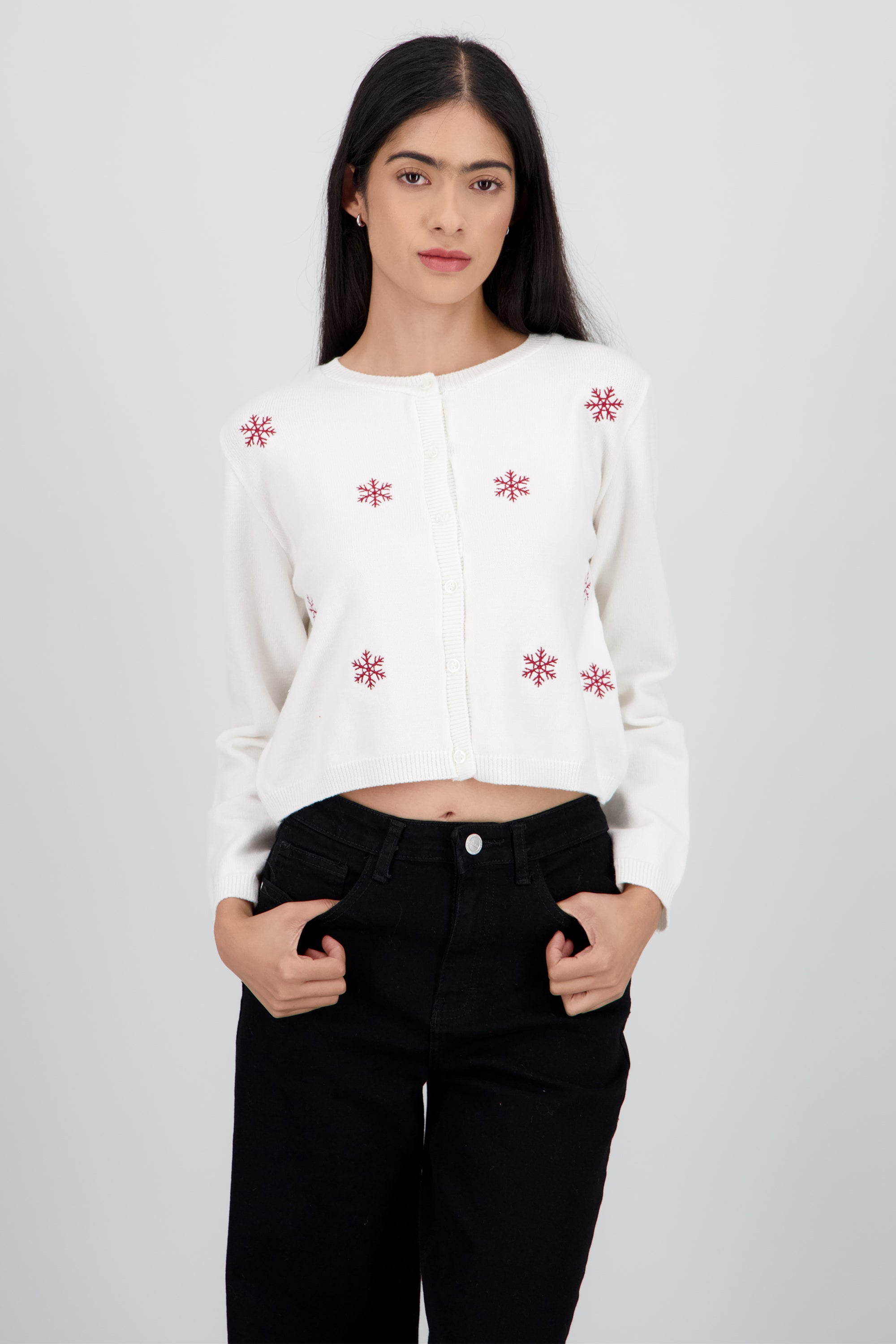 Cardigan navideño copos BLANCO