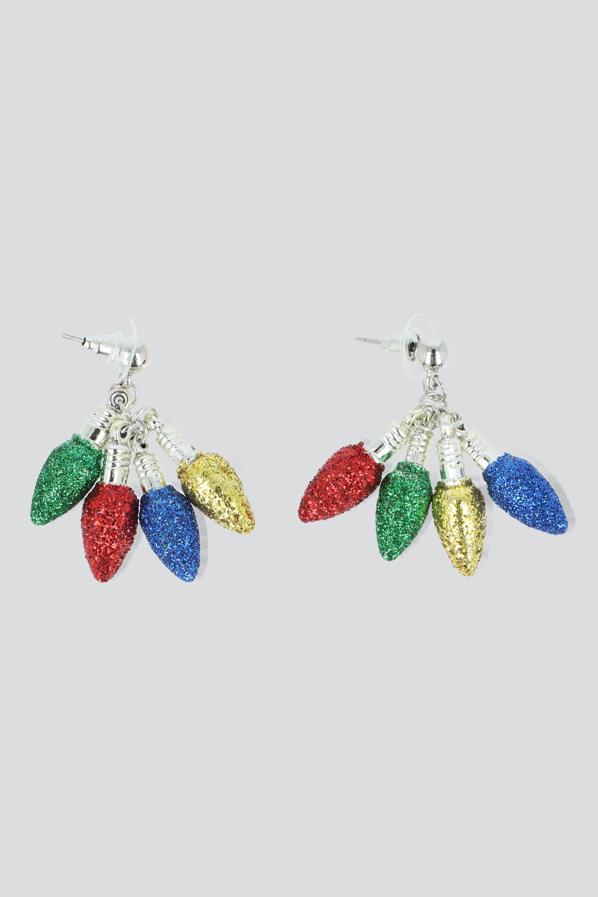 ARETES FOCOS NAVIDEÑOS PLATA