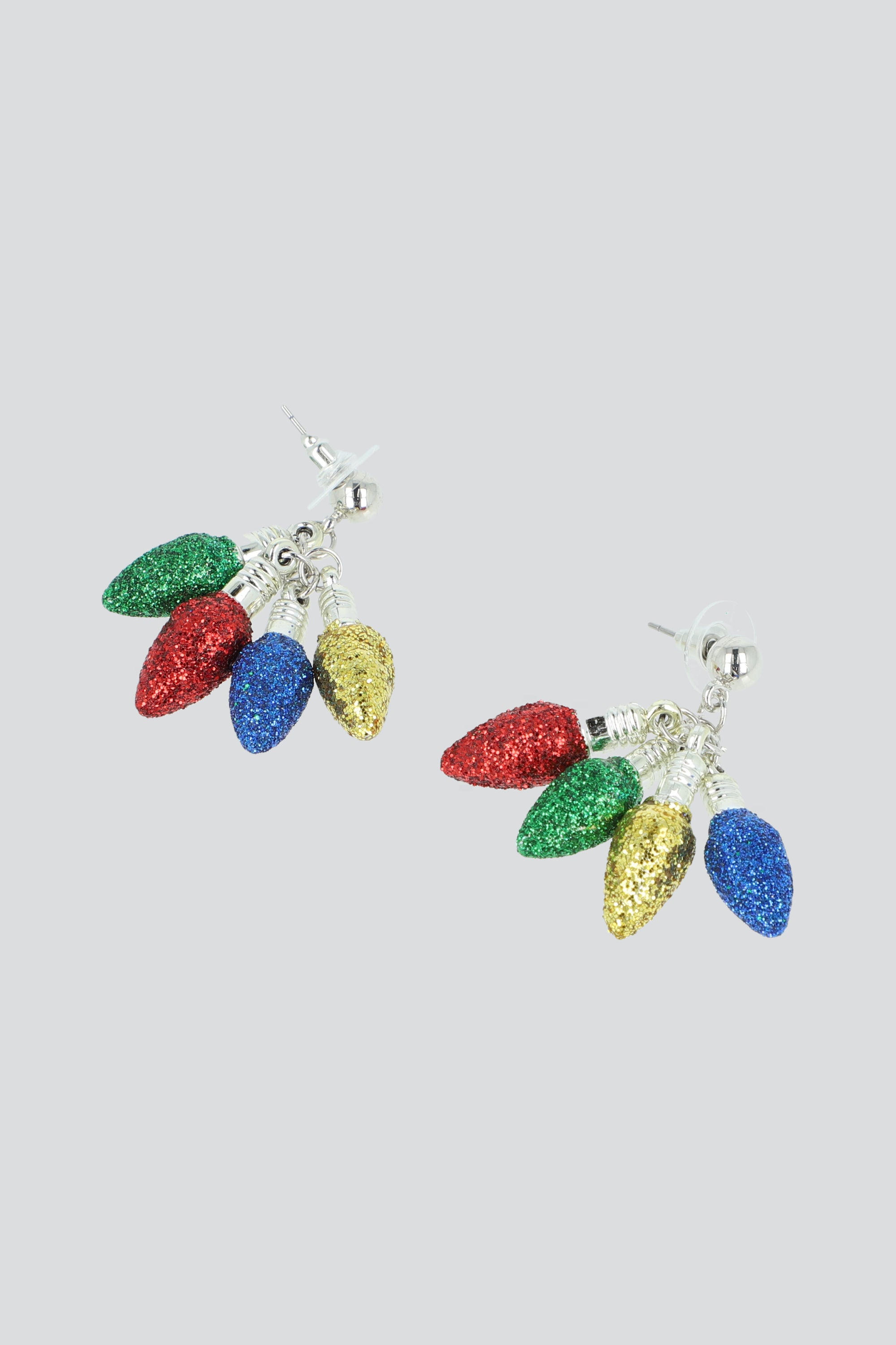 ARETES FOCOS NAVIDEÑOS PLATA