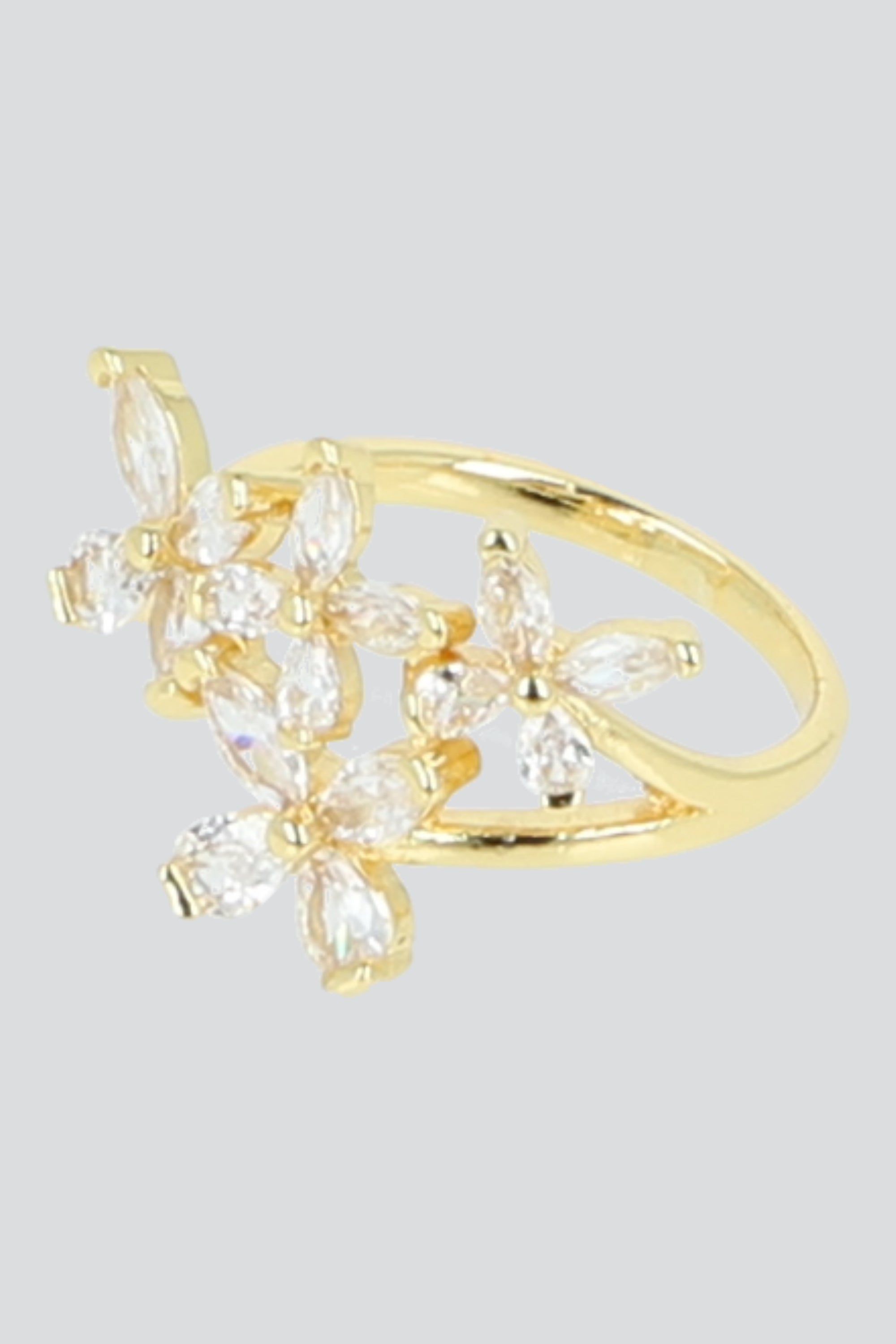 Anillo flores cristales ORO