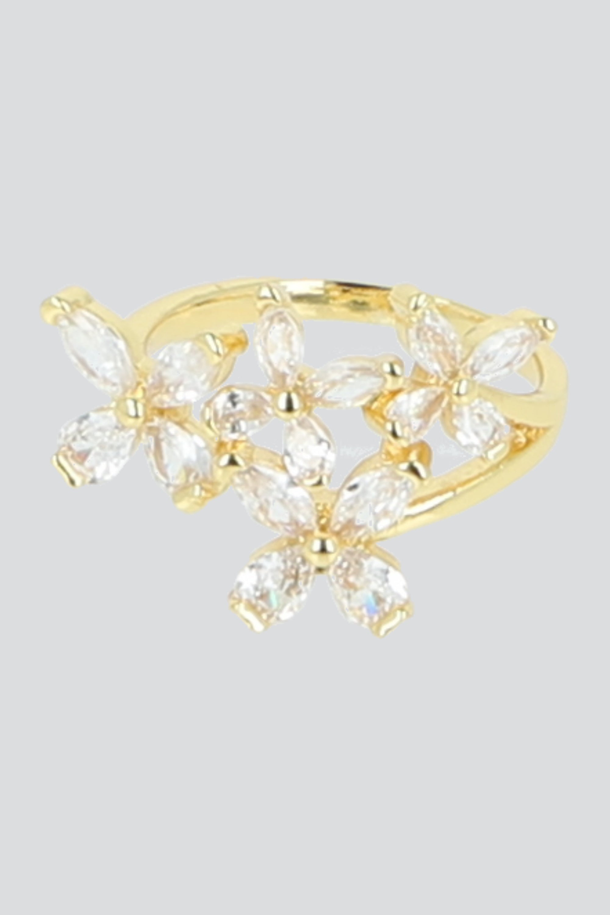 Anillo flores cristales ORO