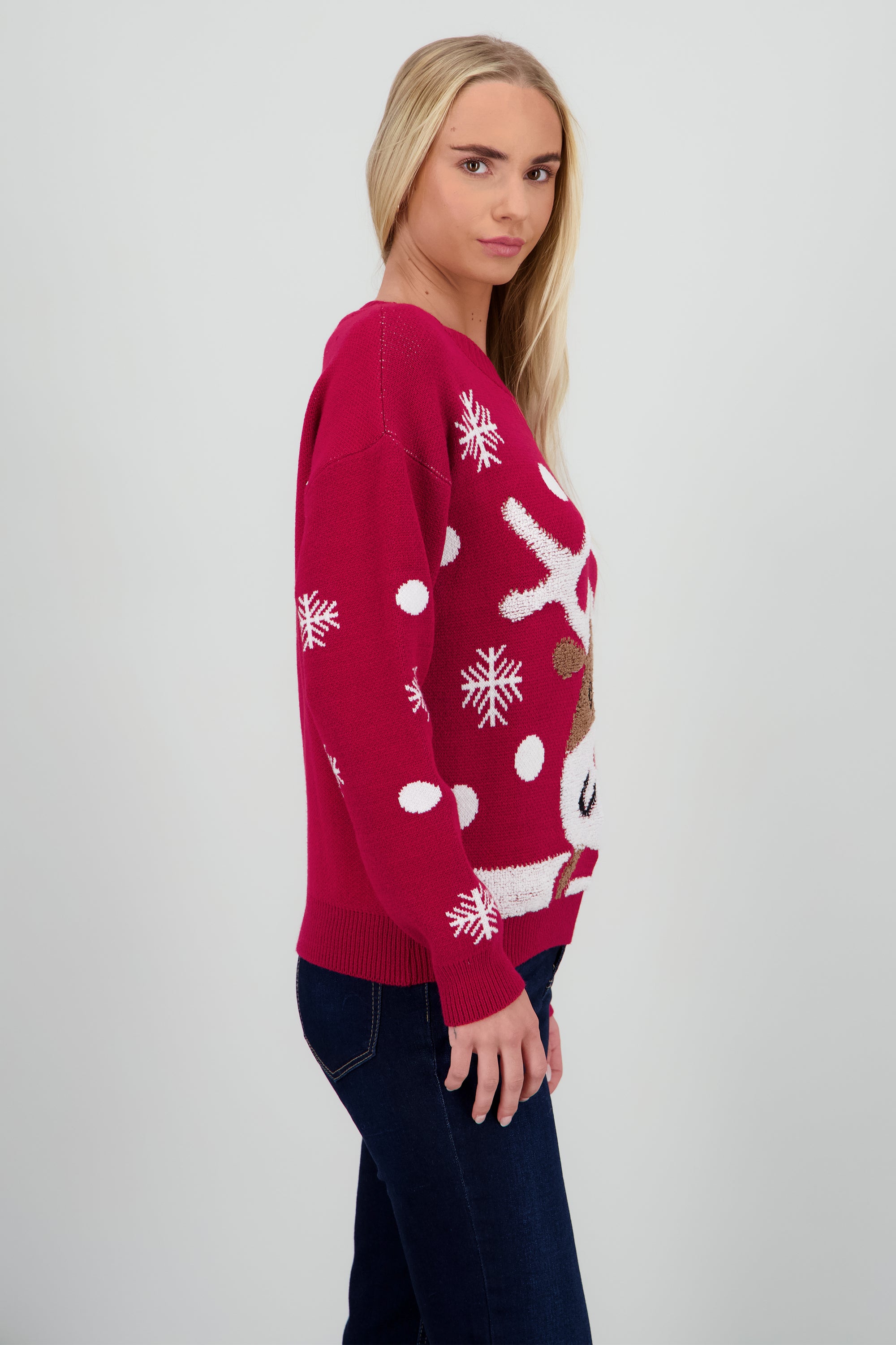 Sueter navideño reno copos ROJO COMBO