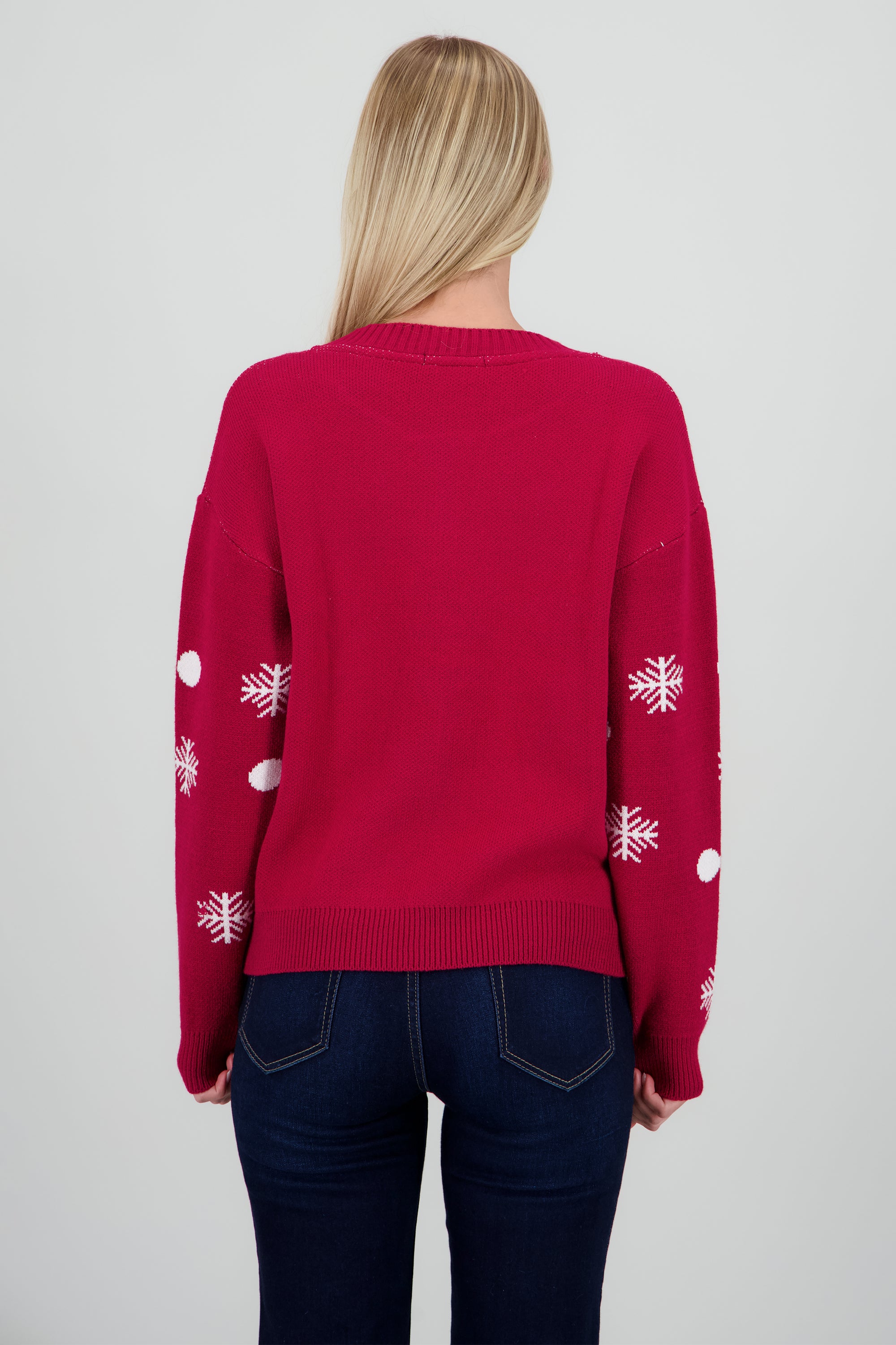 Sueter navideño reno copos ROJO COMBO