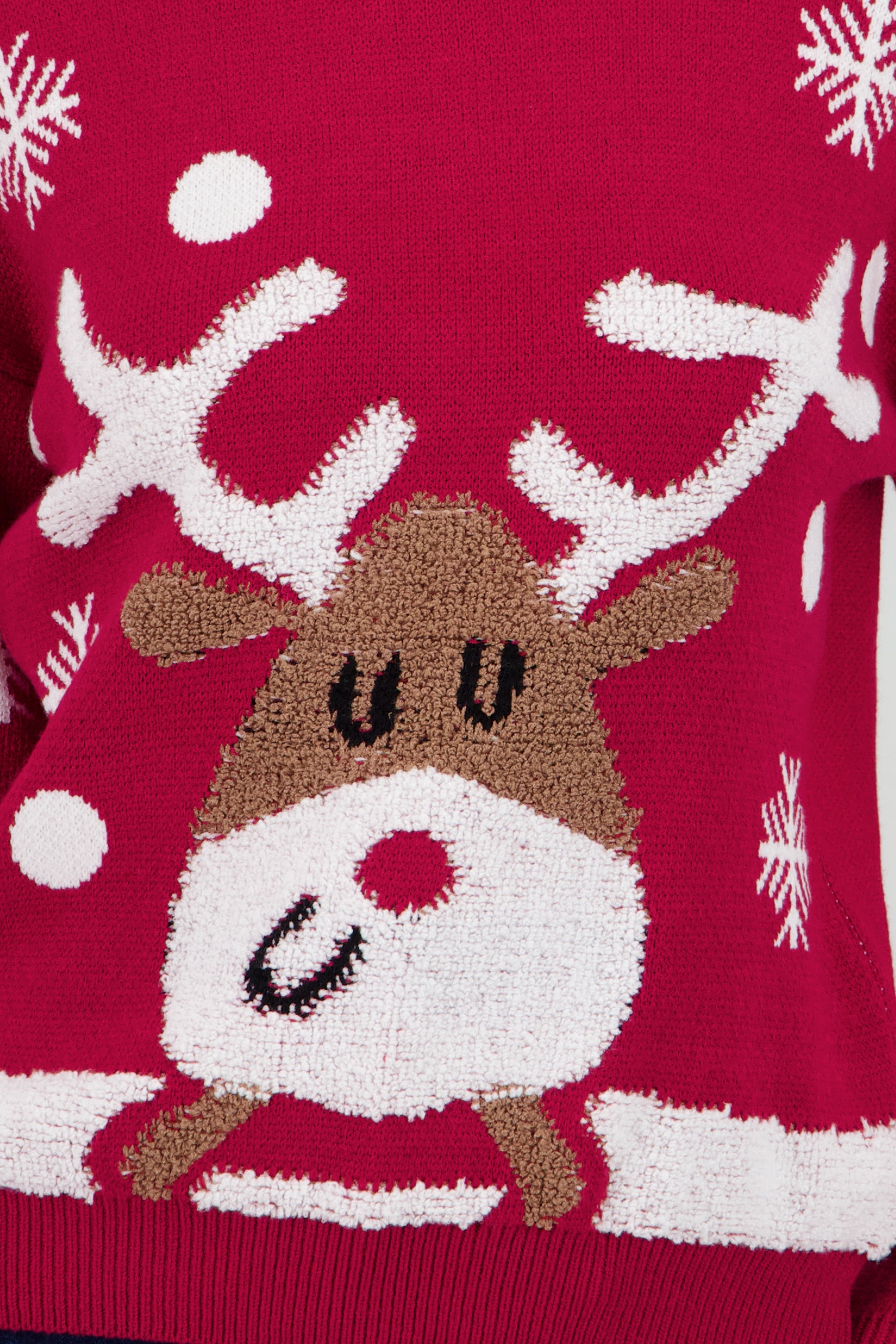 Sueter navideño reno copos ROJO COMBO