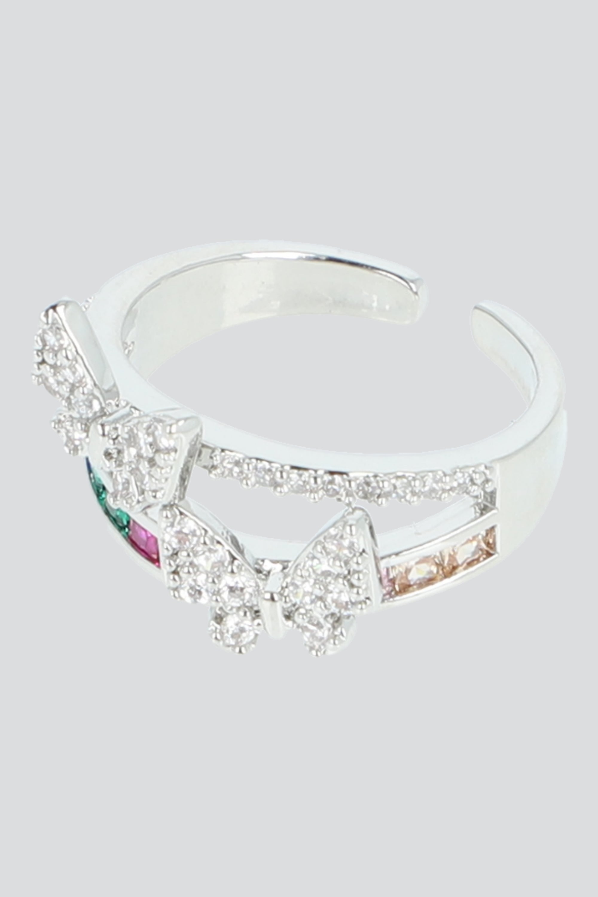 Anillo 2 lineas mariposas PLATA