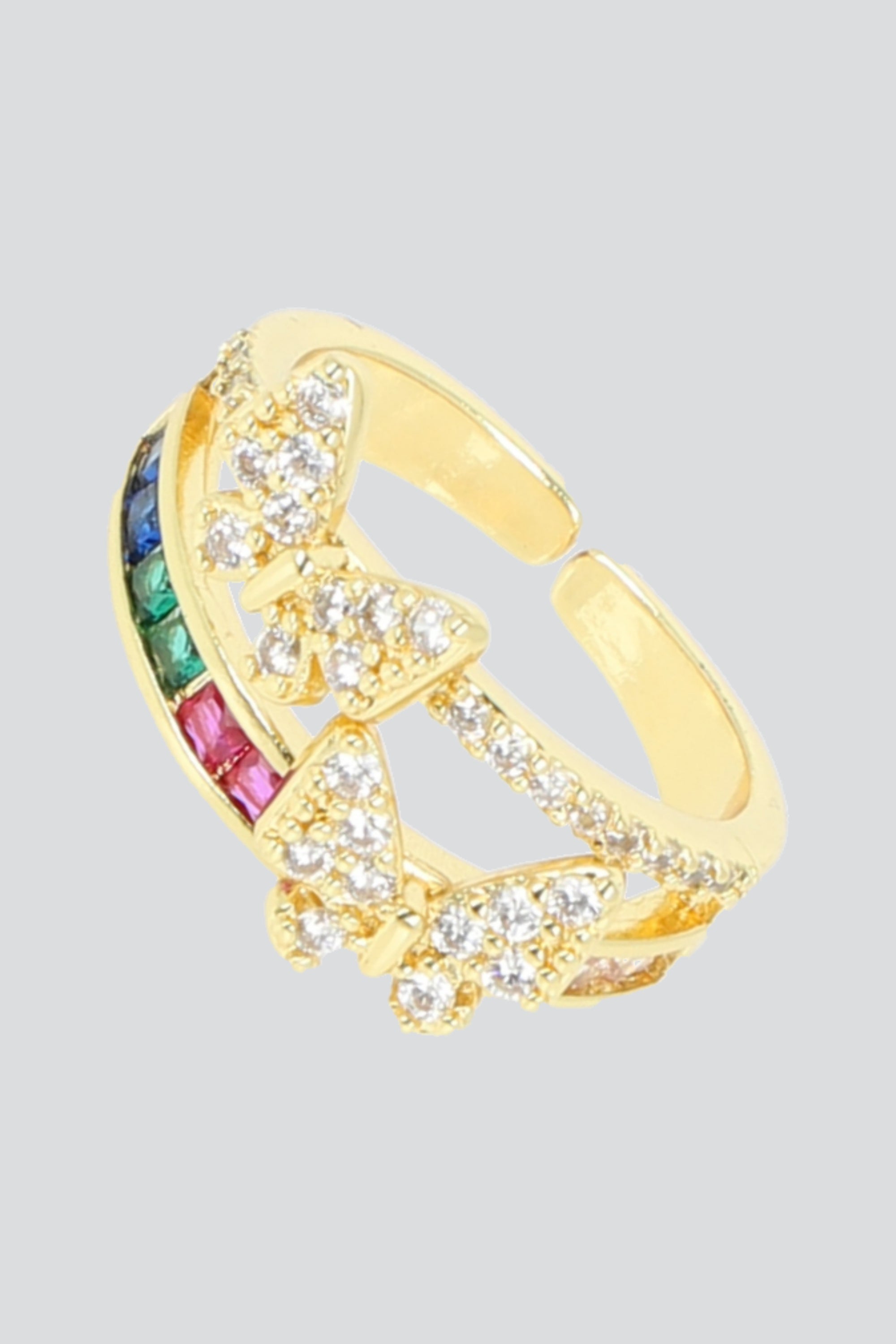 Anillo 2 lineas mariposas ORO