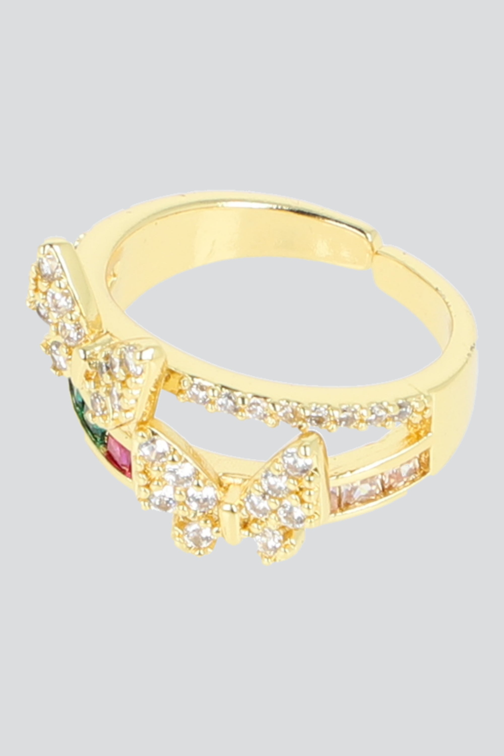 Anillo 2 lineas mariposas ORO