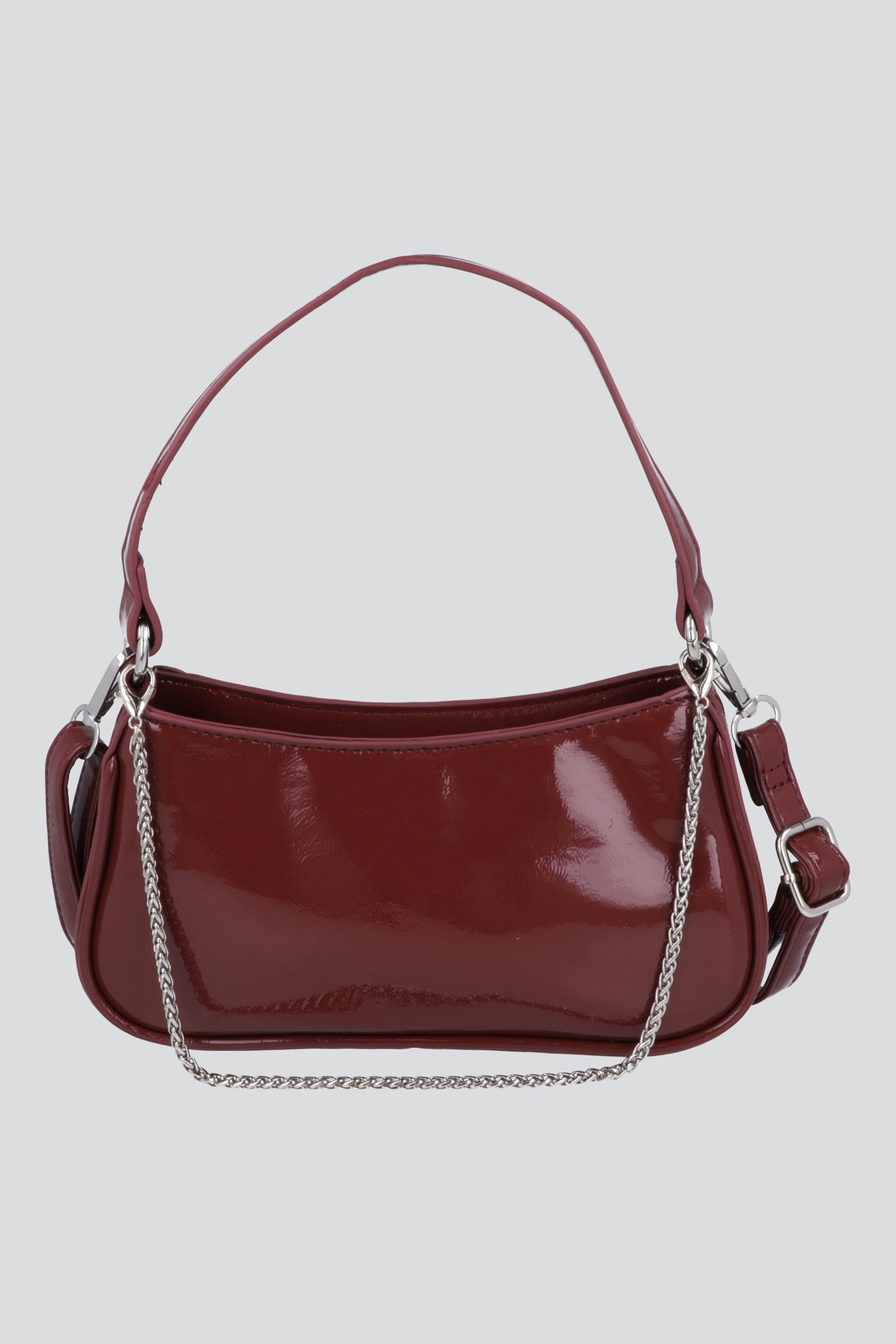 Bolsa shoulder charol cadena CIRUELA