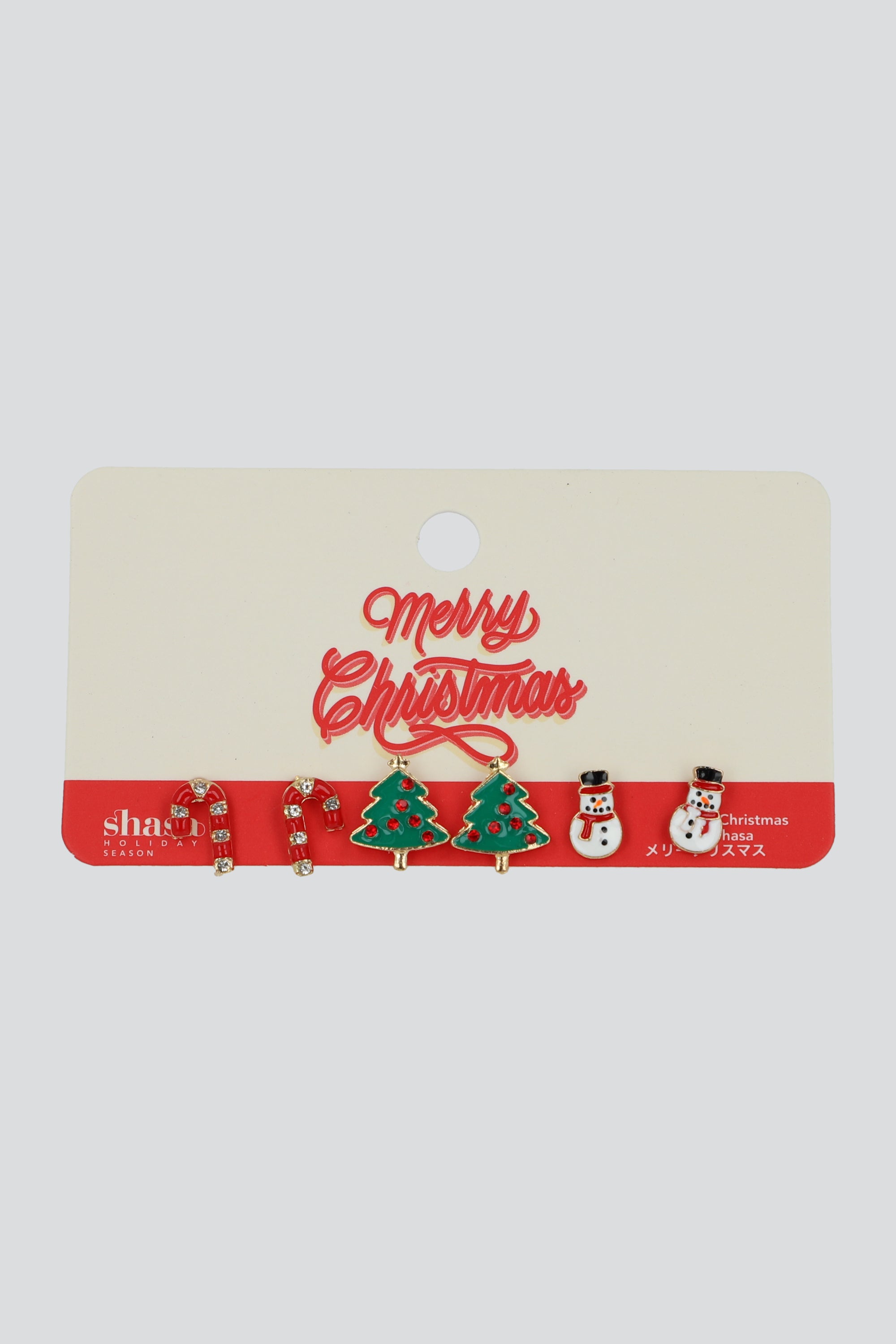 set 3 pares de aretes de figras navideñas BLANCO