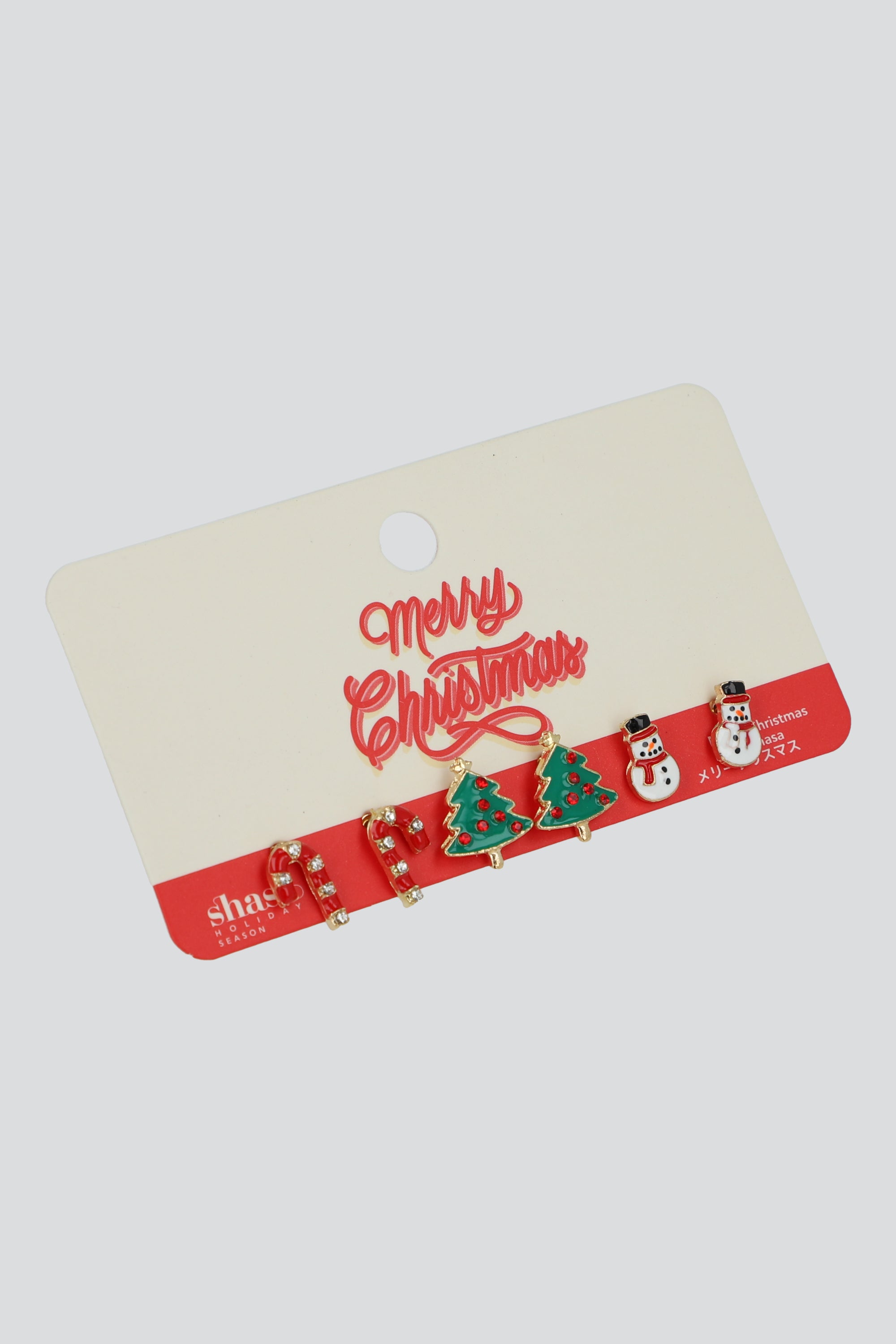 set 3 pares de aretes de figras navideñas BLANCO