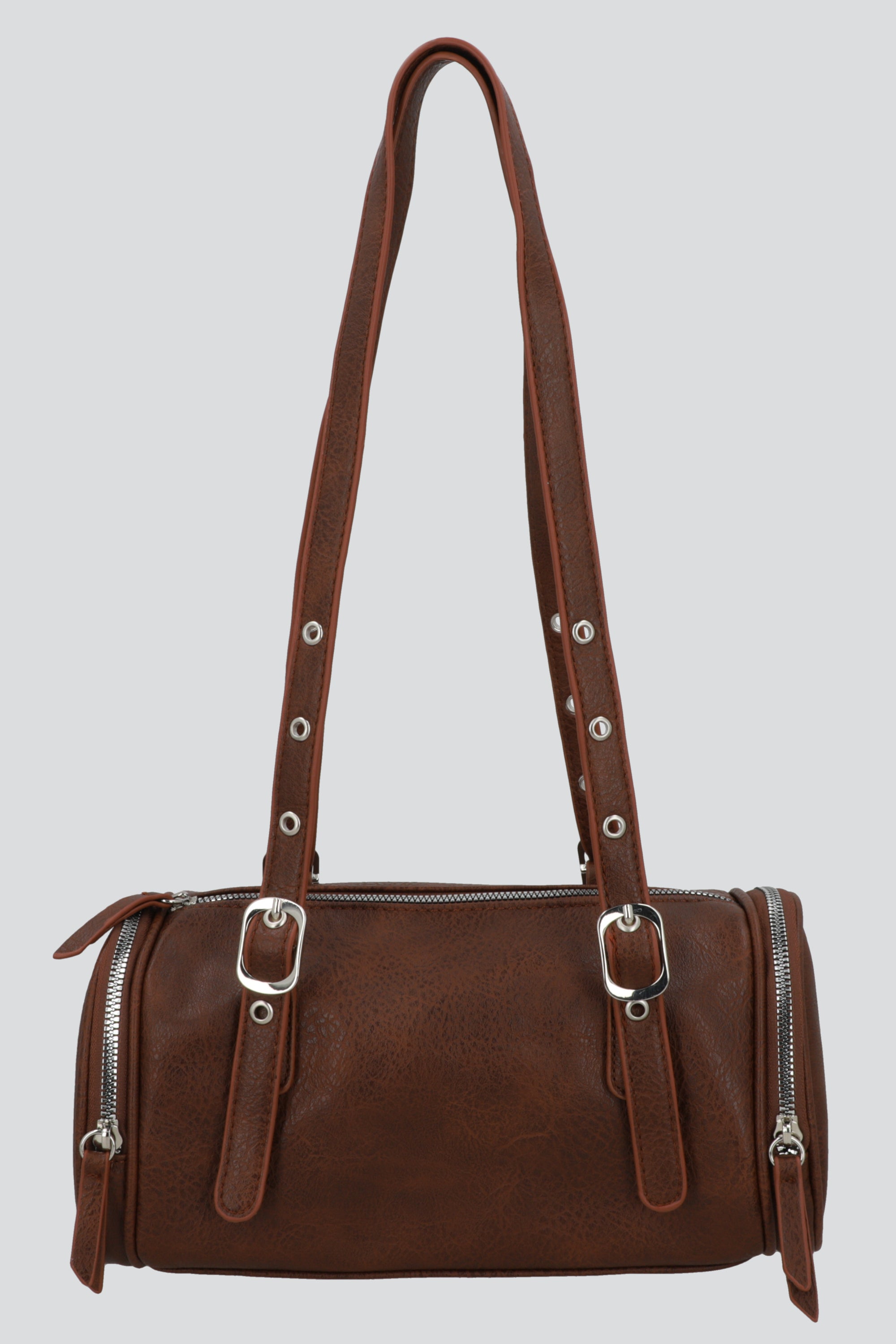 BOLSA SHOULDER CILINDRO EYELEDS CAFE