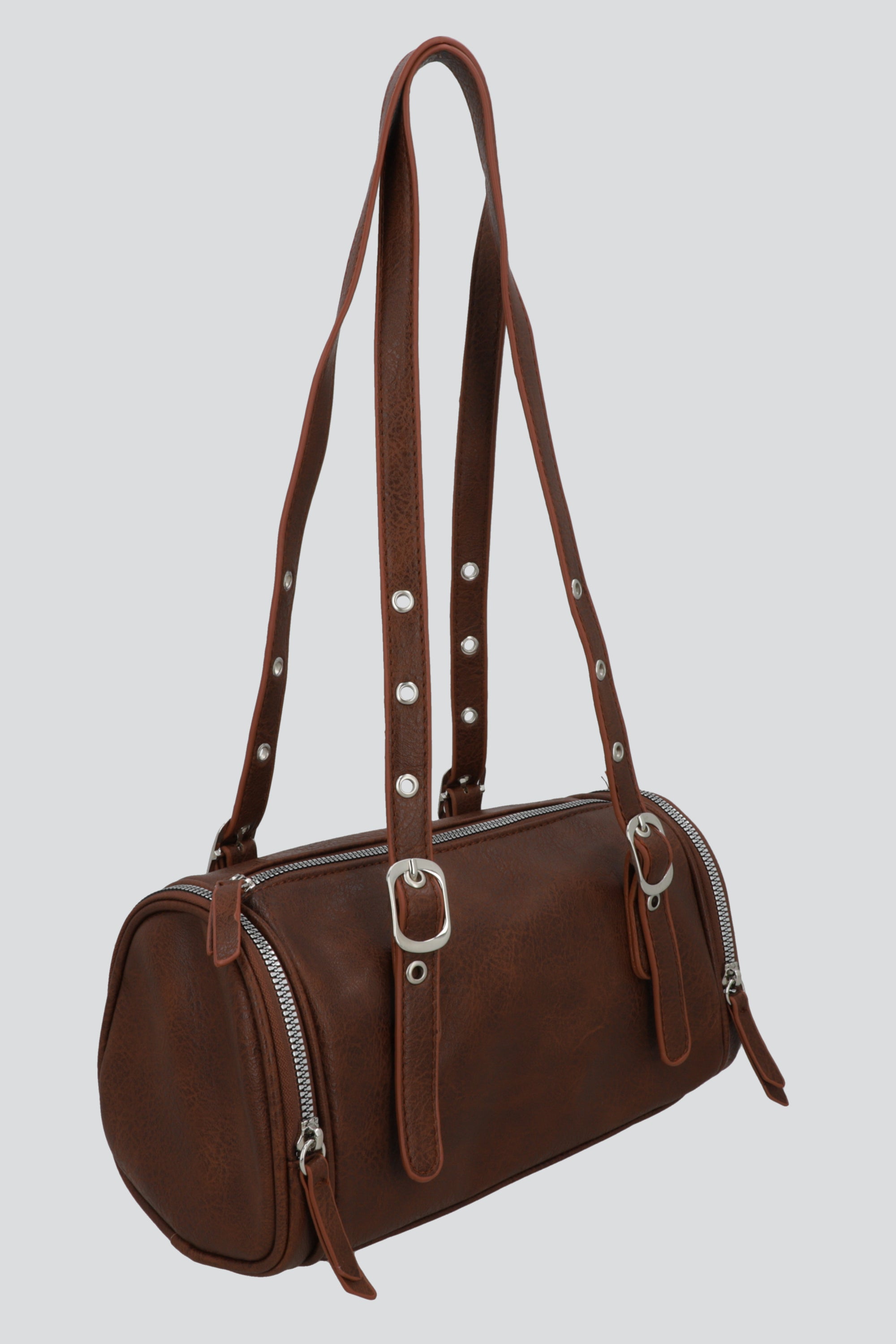 BOLSA SHOULDER CILINDRO EYELEDS CAFE