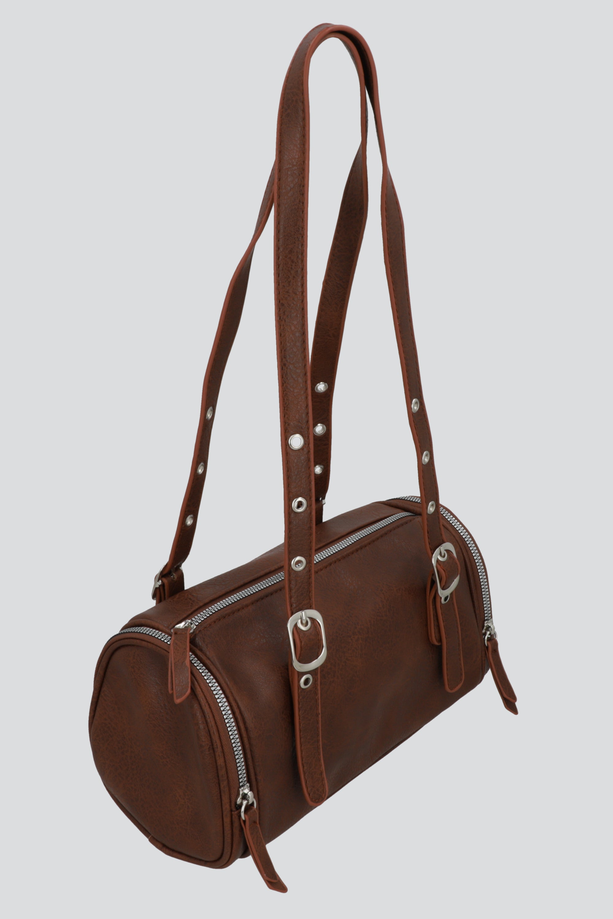 BOLSA SHOULDER CILINDRO EYELEDS CAFE