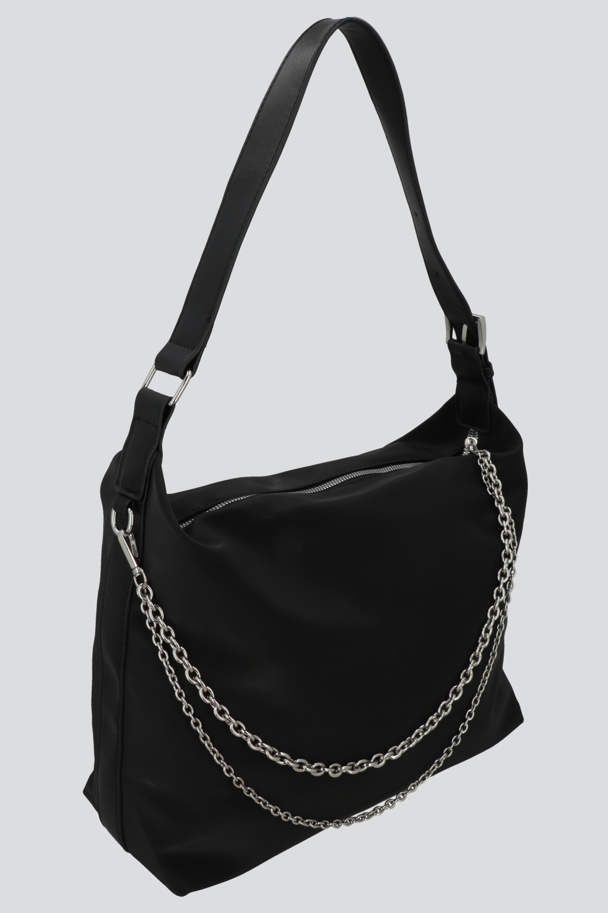 Bolsa tote nylon cadenas NEGRO