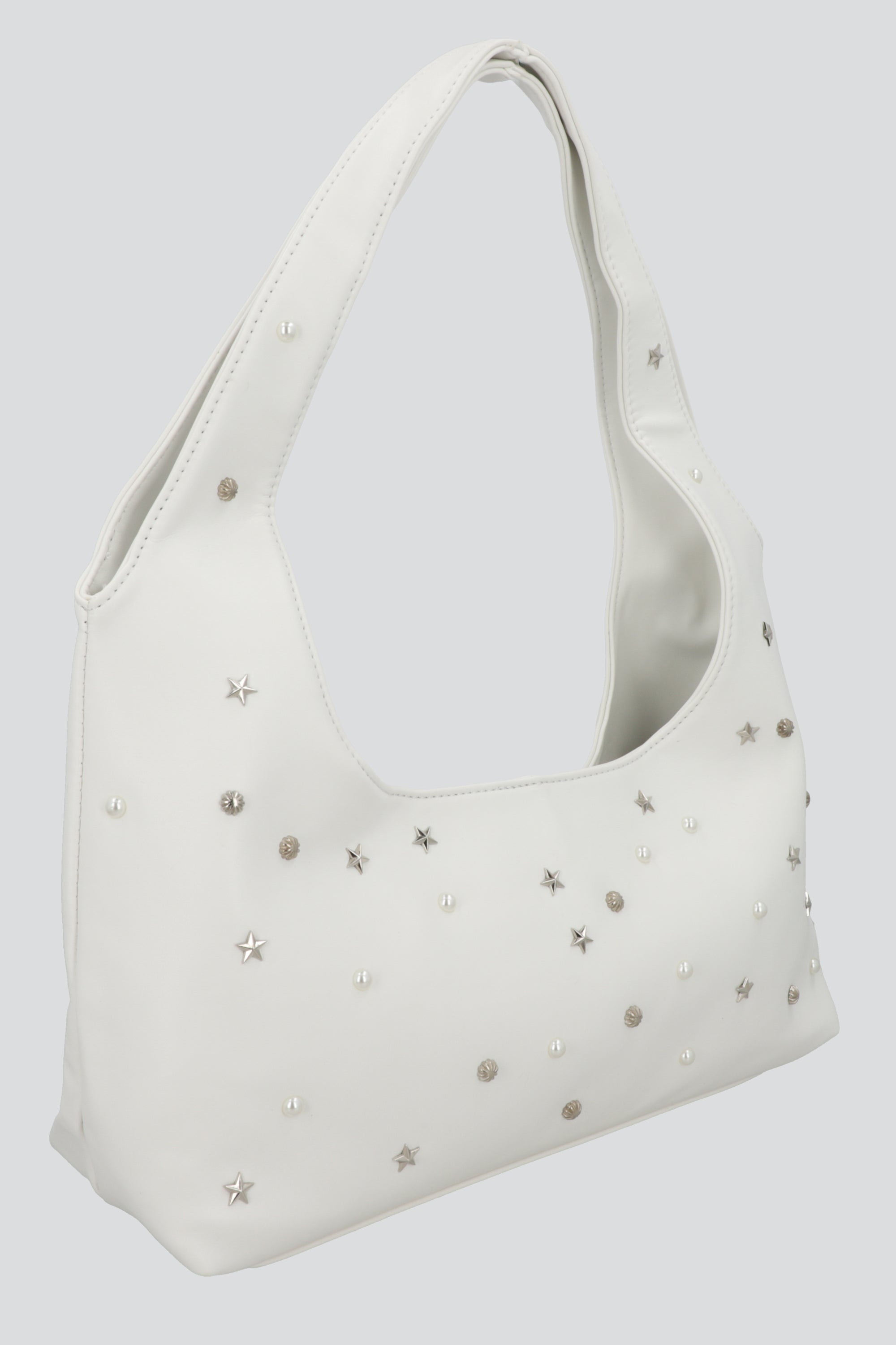 Bolsa shoulder studs estrellas BLANCO
