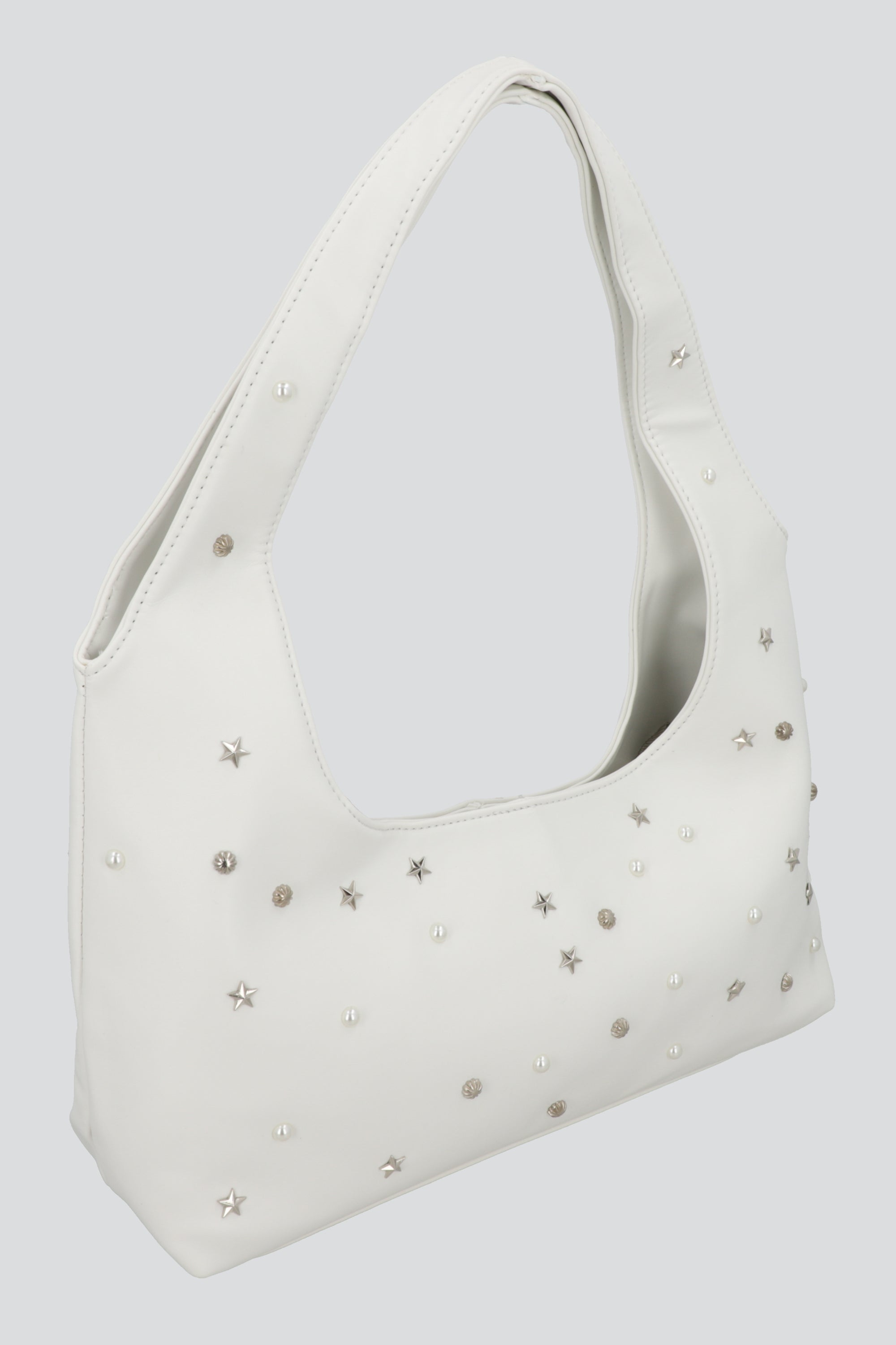 Bolsa shoulder studs estrellas BLANCO