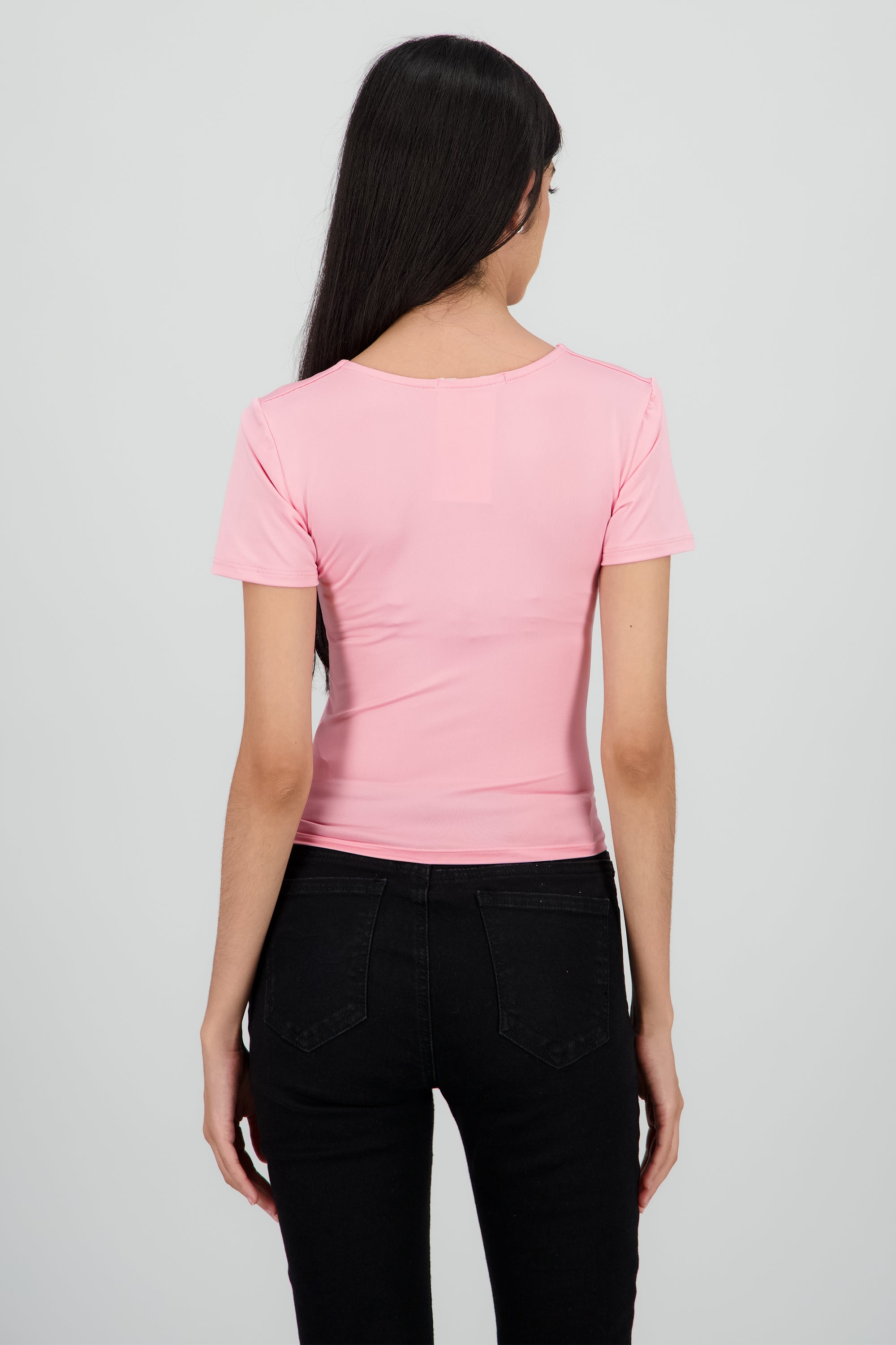 Top escote cuadrado doble tela ROSA