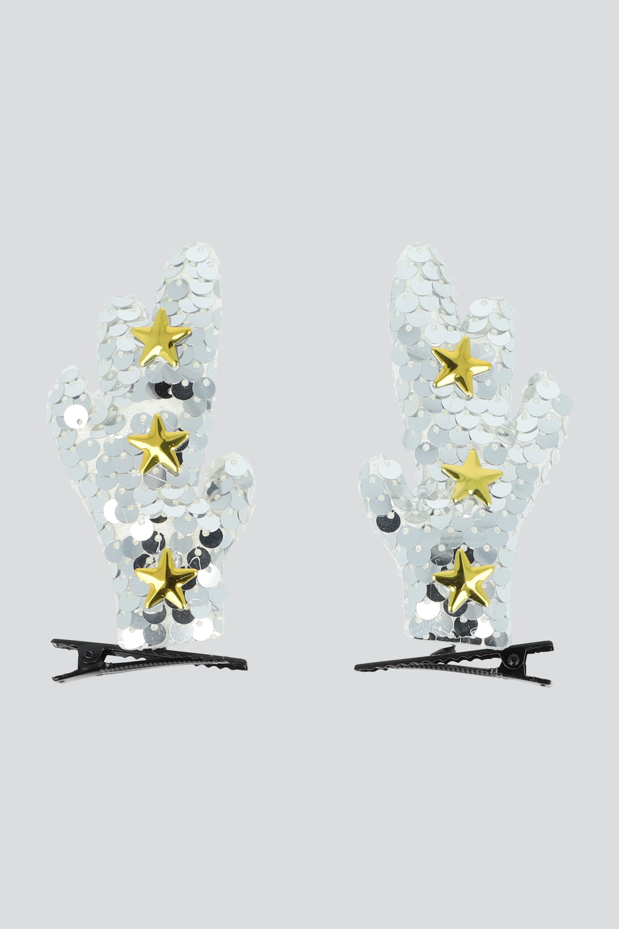 Set 2 broches cuernos lentejuela PLATA