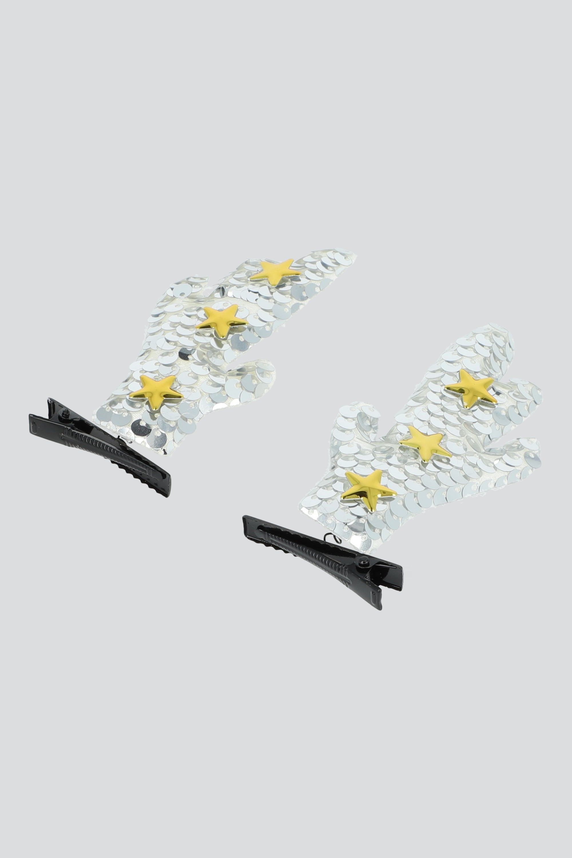 Set 2 broches cuernos lentejuela PLATA