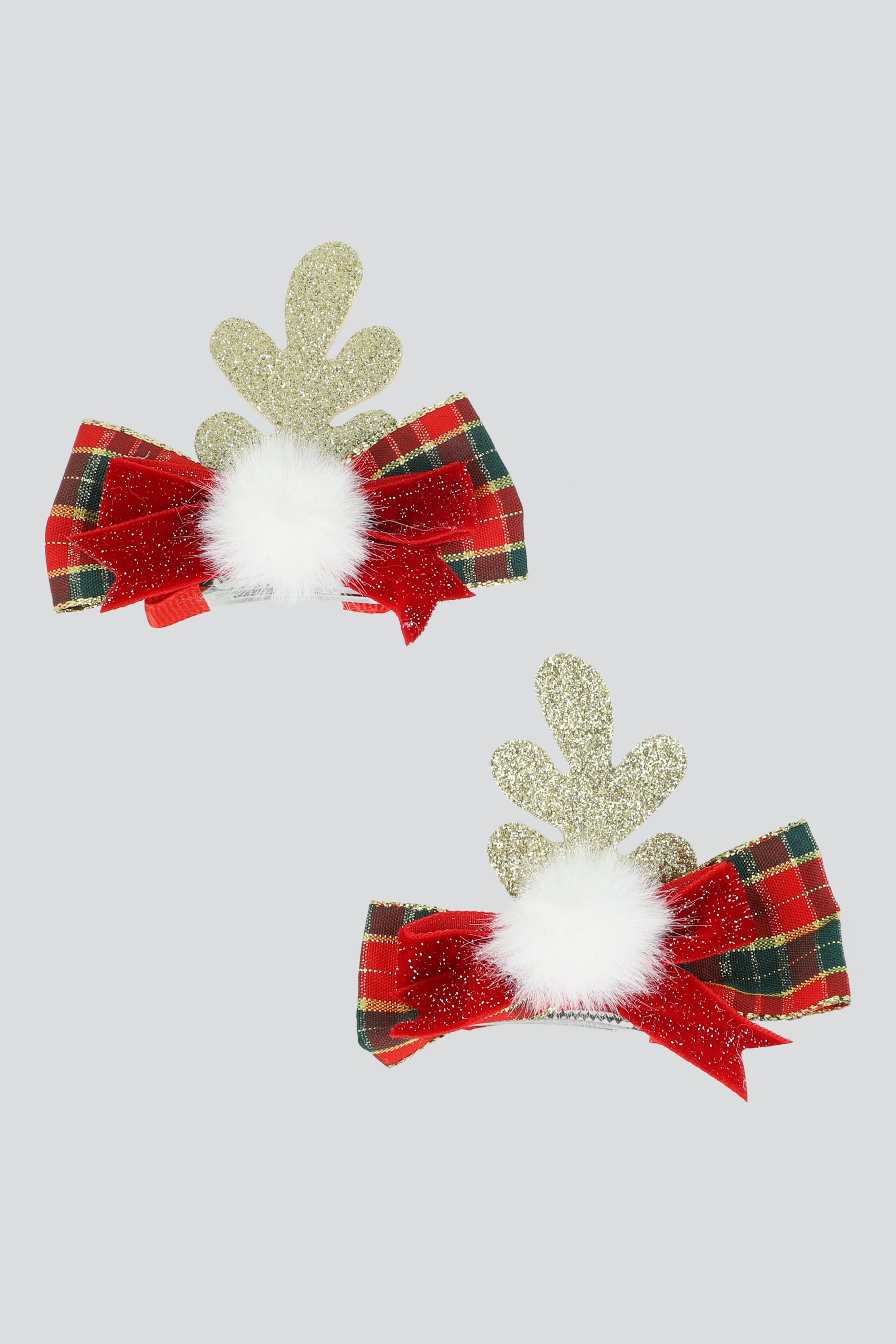 Set 2 broches cuernos moños ROJO