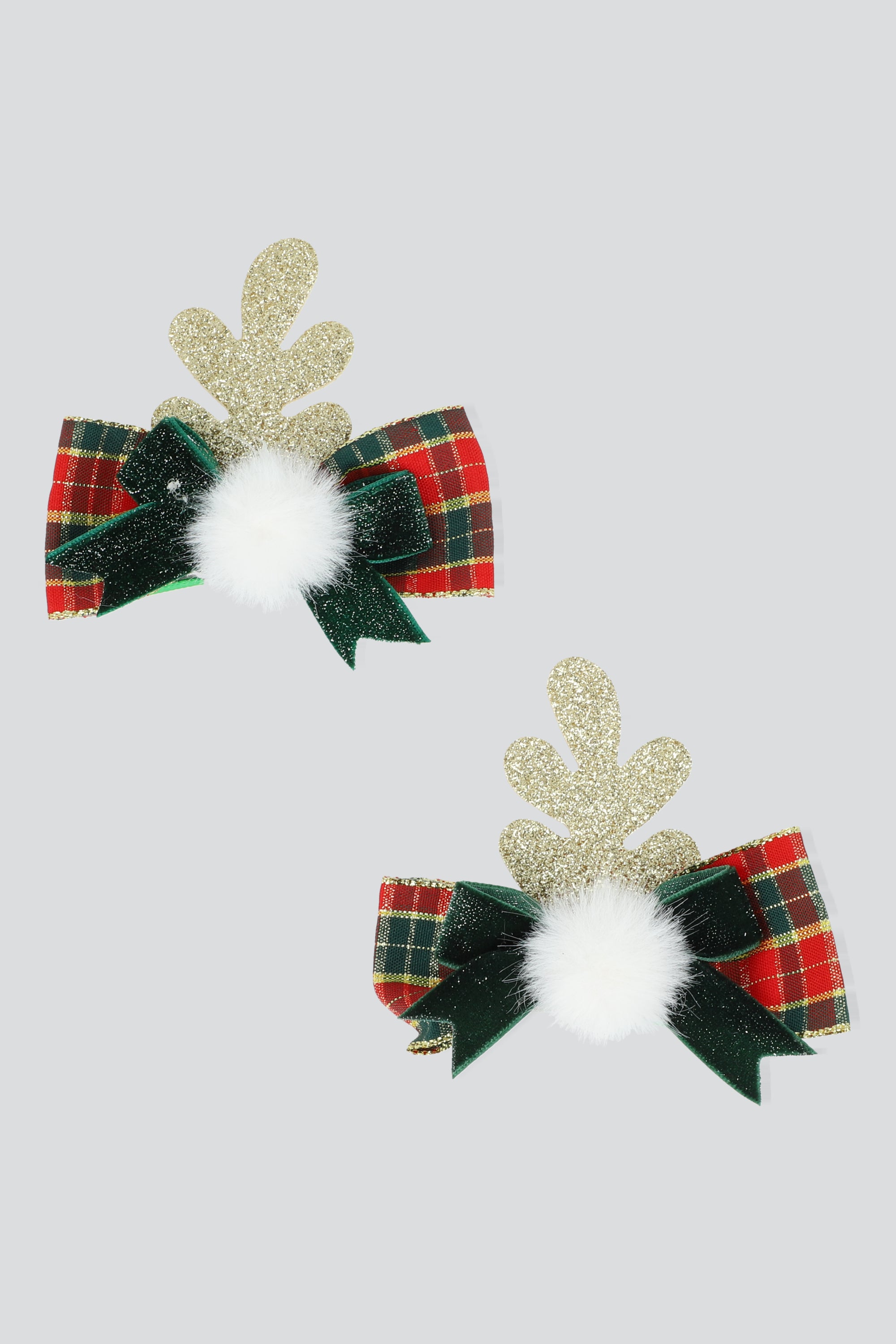 Set 2 broches cuernos moños VERDE