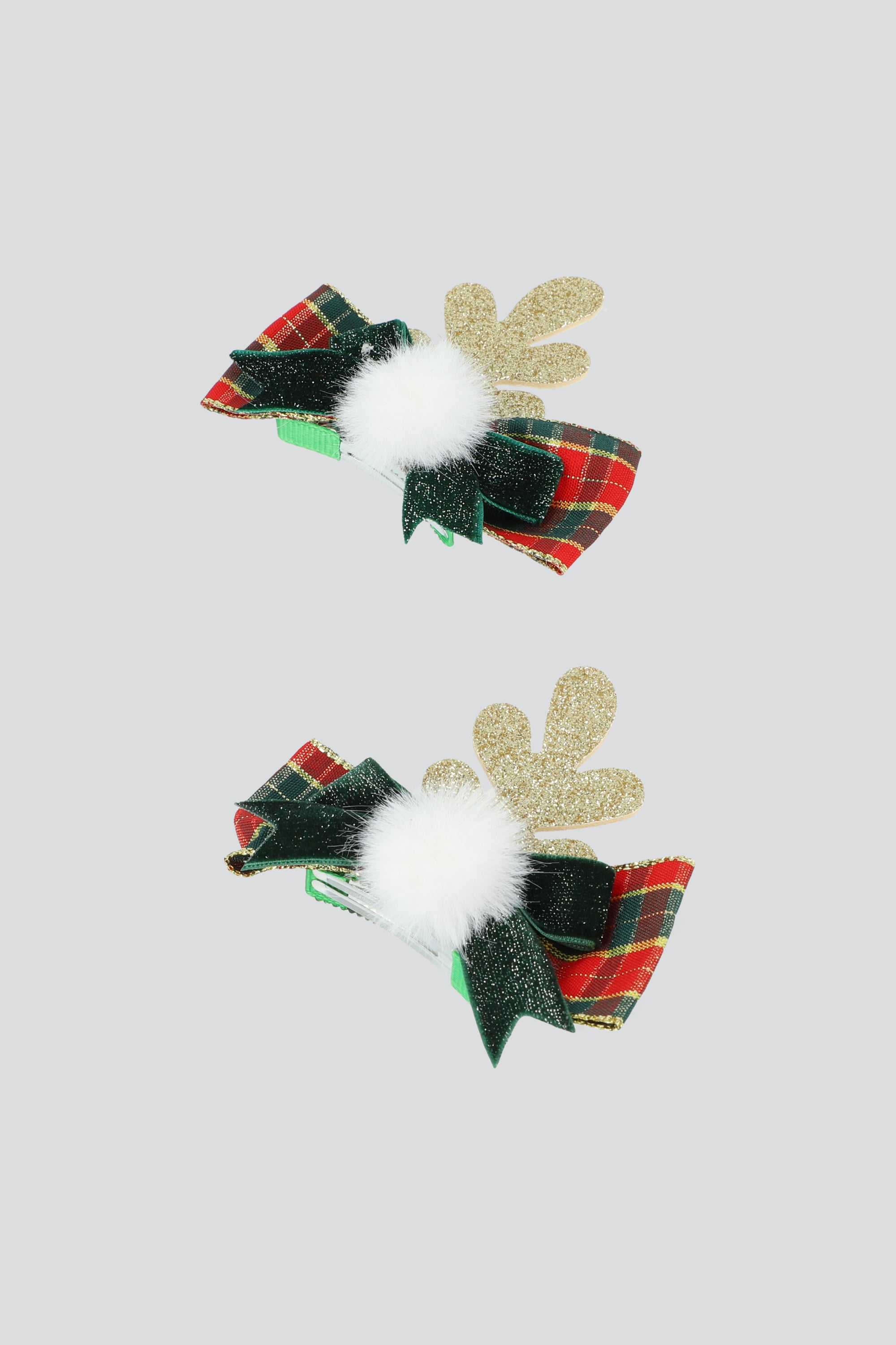 Set 2 broches cuernos moños VERDE