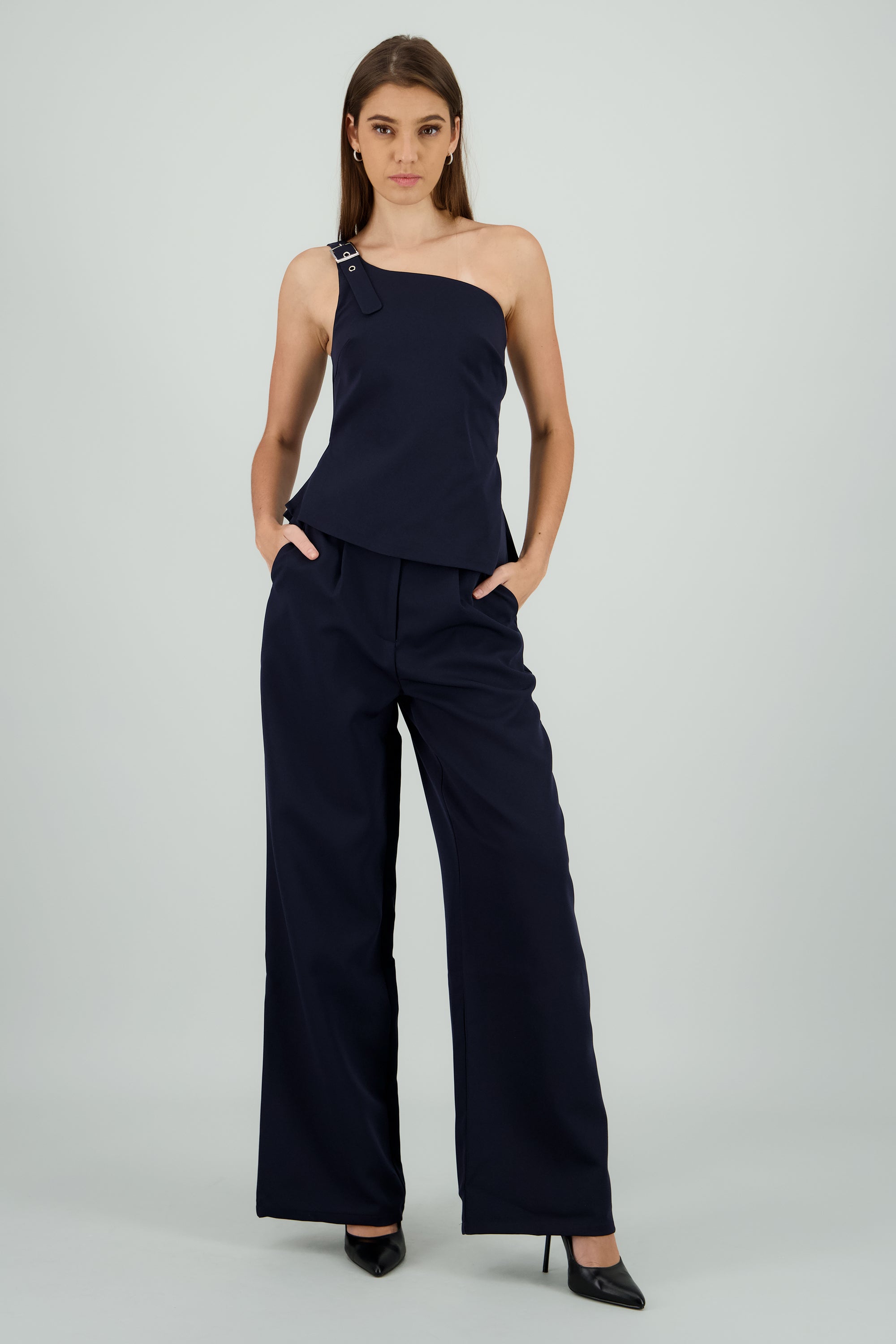 Pantalón sastreado detalle cinturon AZUL REY