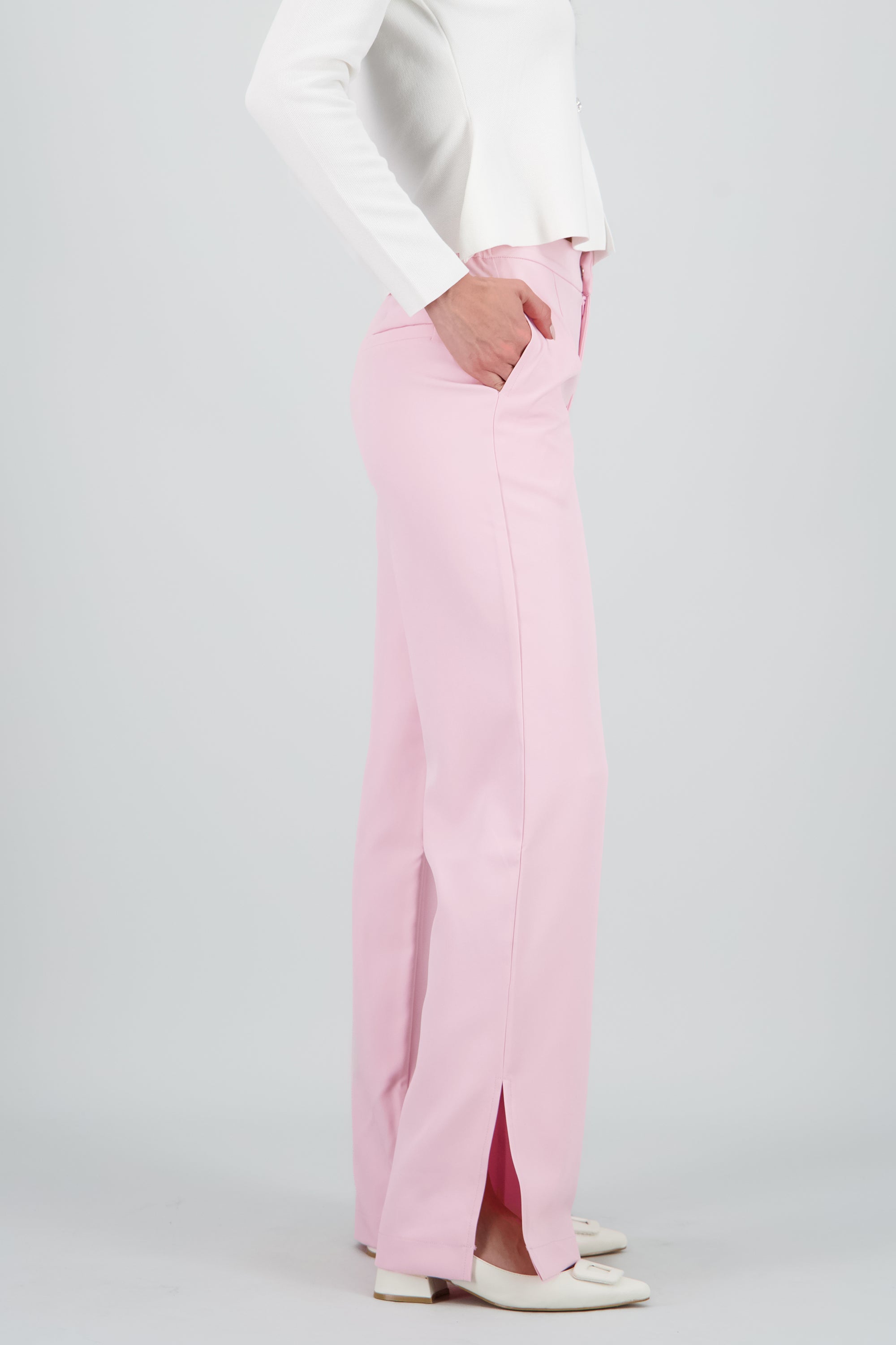 Pantalón sastreado apertura en costado ROSA PASTEL